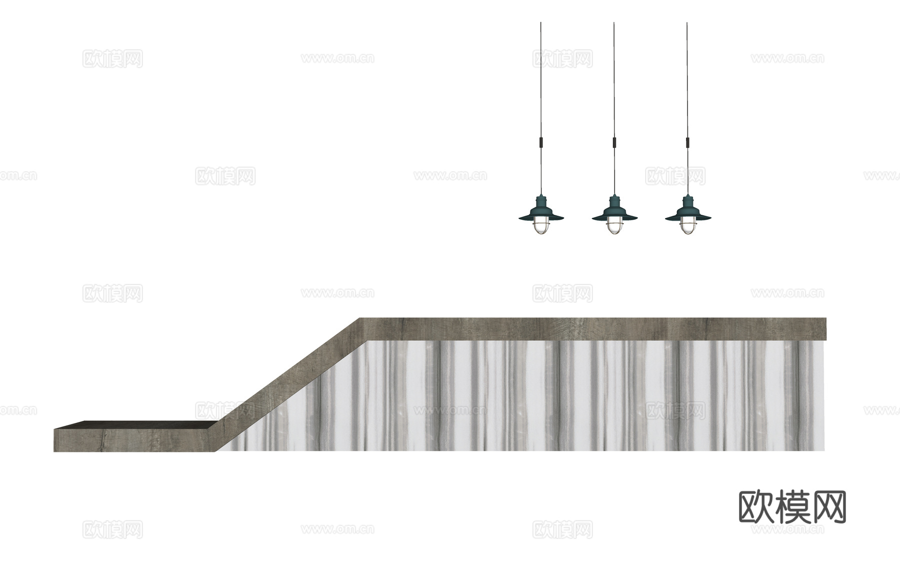 前台 酒店前台 电脑 前台接待 办公室 公司前台su模型