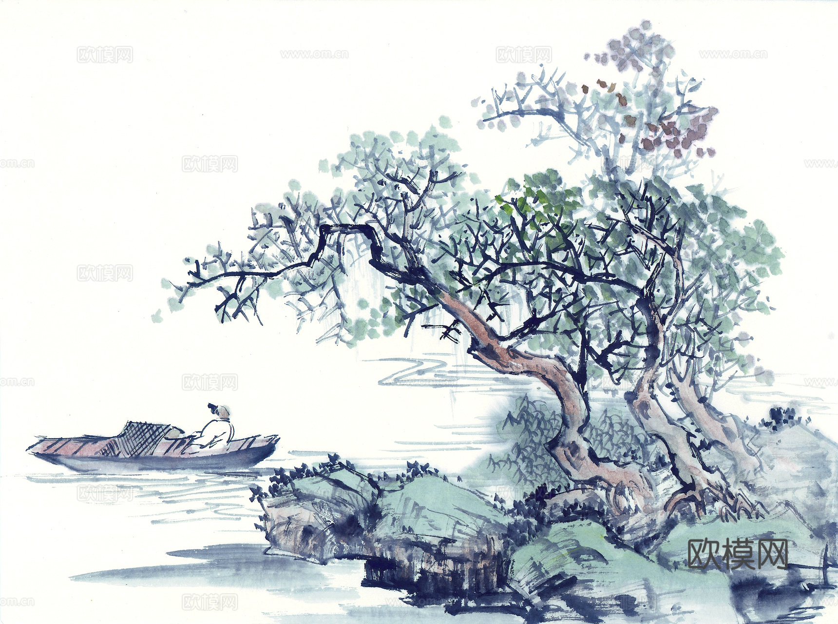 中式新中式挂画壁画字画山水花鸟背景墙壁纸装饰画油画下载