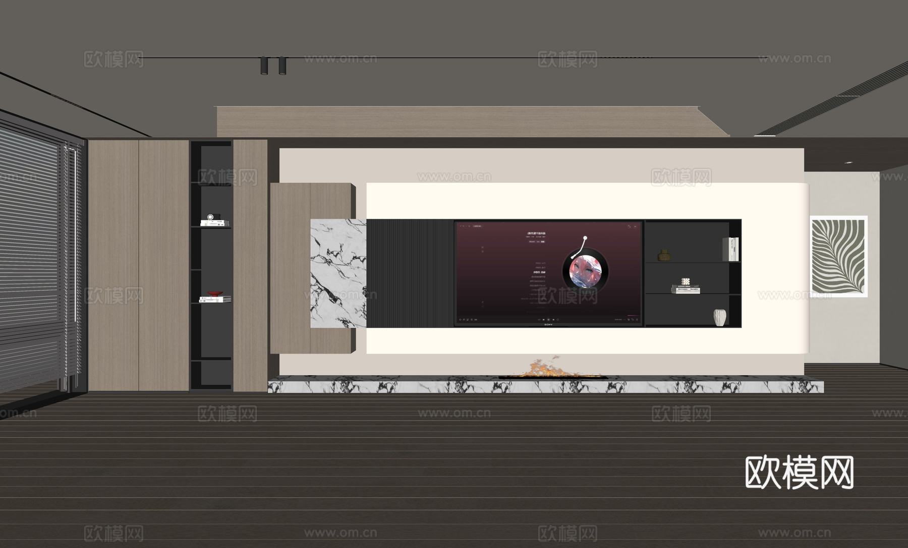 现代客厅 奶油客厅 电视背景墙 客厅背景 奶油风背景墙su模型