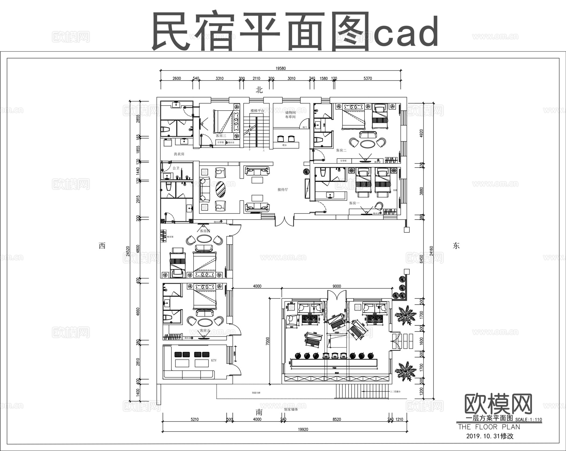 民宿施工图cadcad施工图