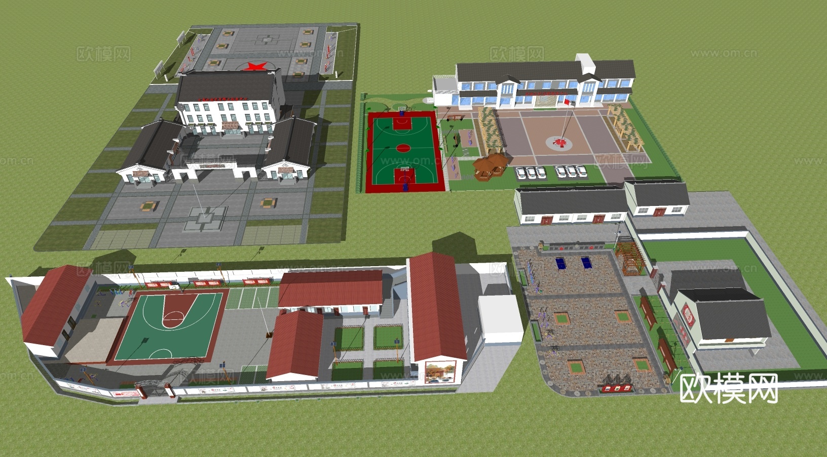 村委会服务中心su模型下载