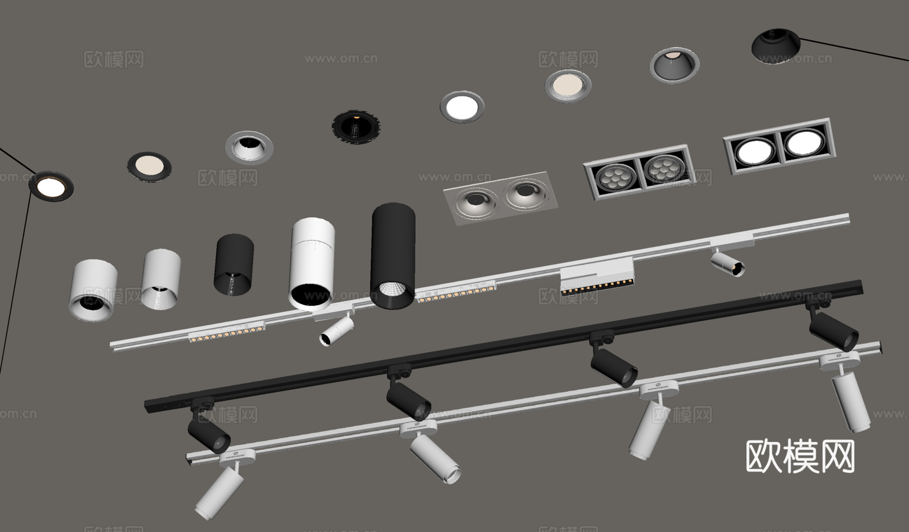 现代筒灯射灯 明装筒灯 嵌入式筒灯射灯su模型