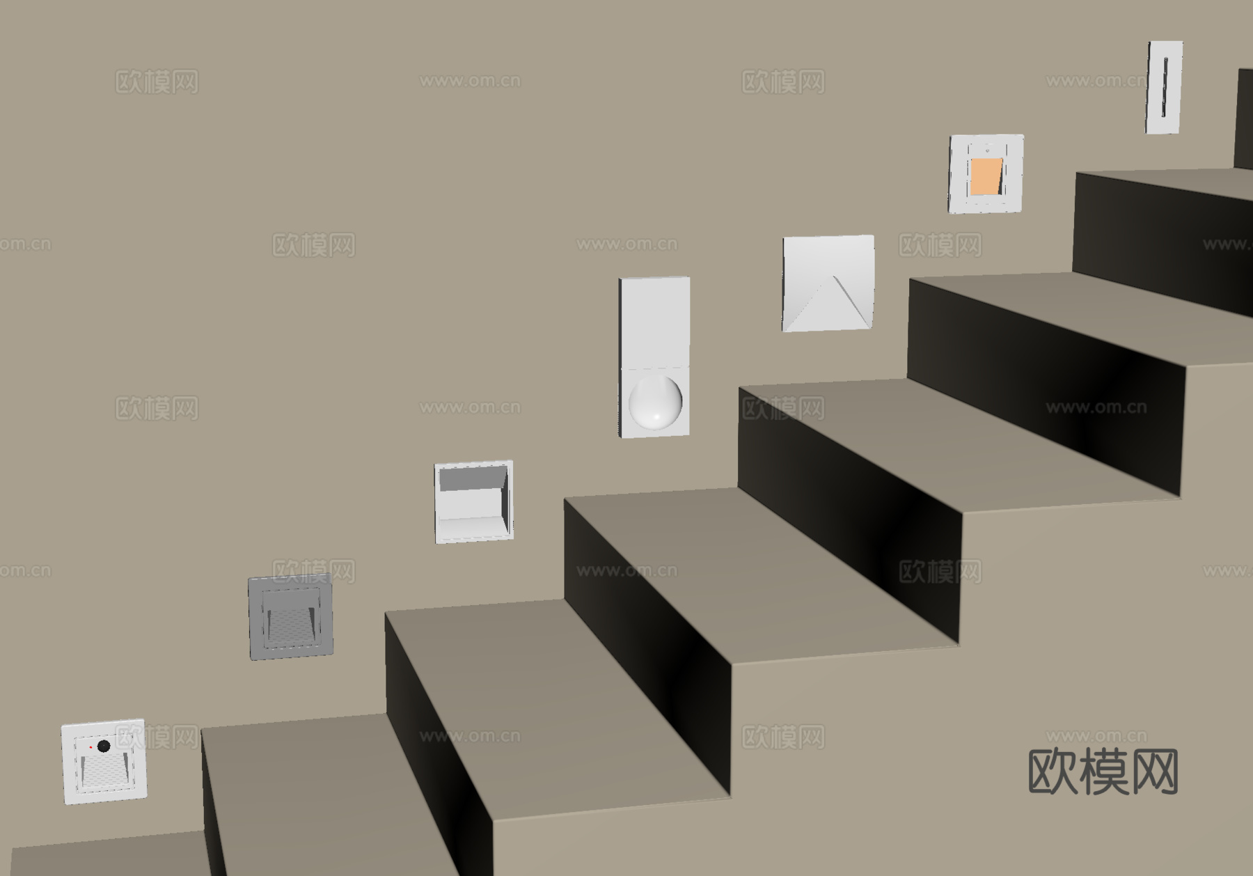 现代壁灯 楼梯灯 感应灯su模型