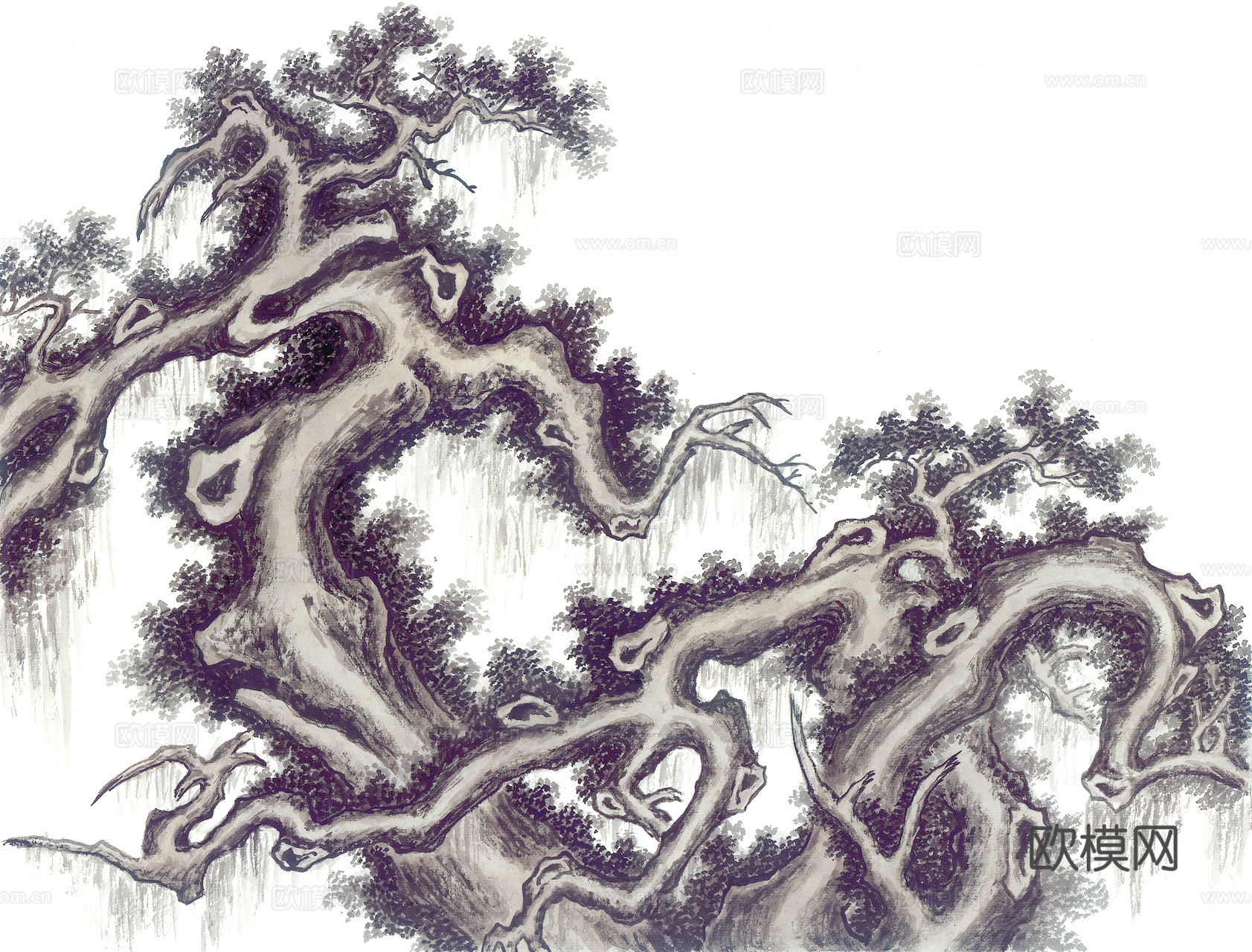 中式新中式挂画壁画字画山水花鸟背景墙壁纸装饰画油画下载