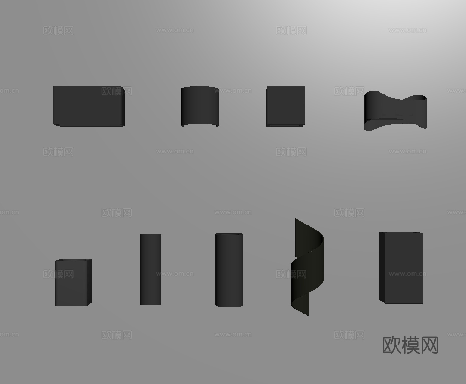 现代简约壁灯 方盒壁灯墙灯 过道灯走廊灯su模型