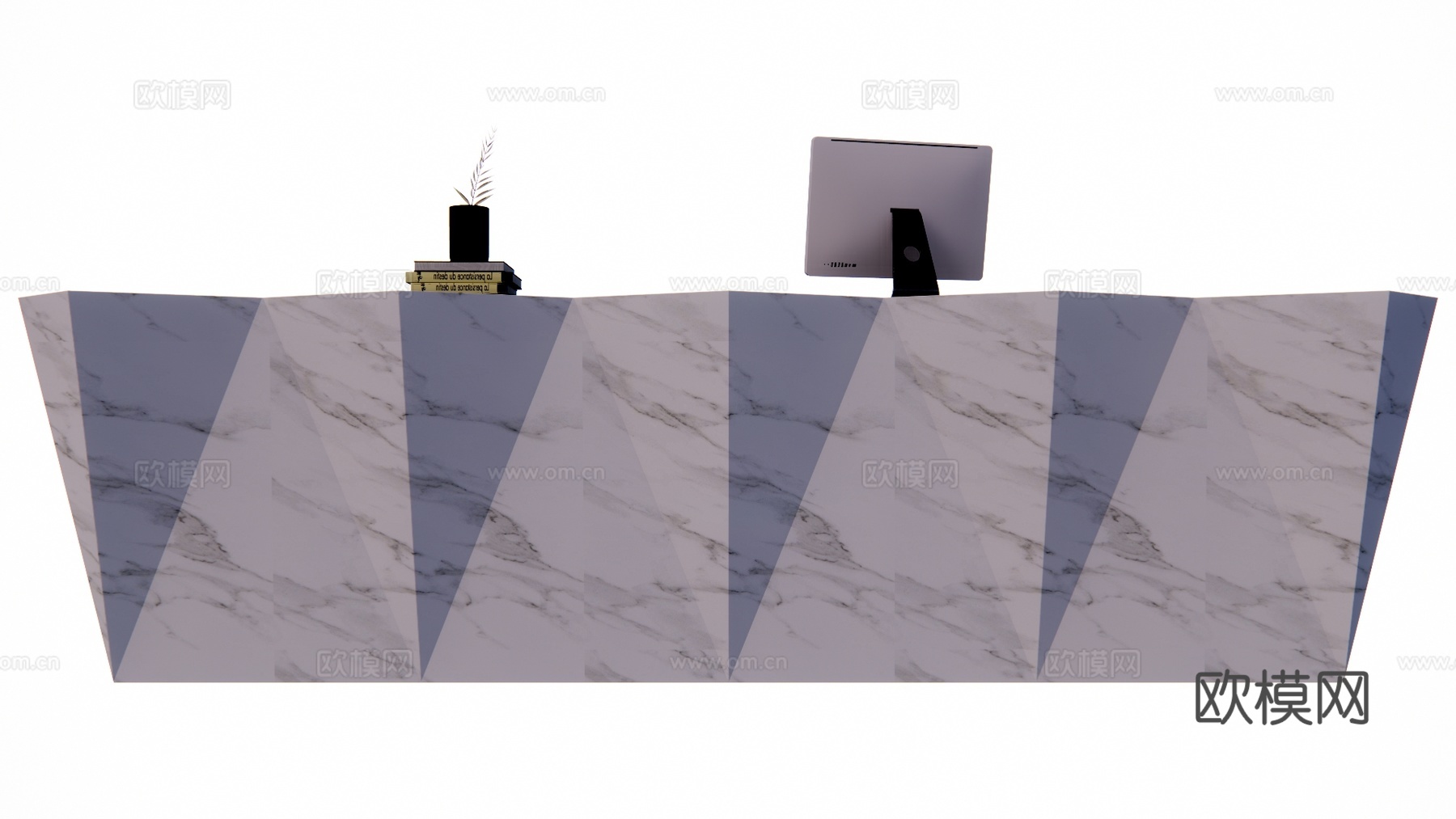 接待 大厅 公司前台 前台接待 工装 工位su模型