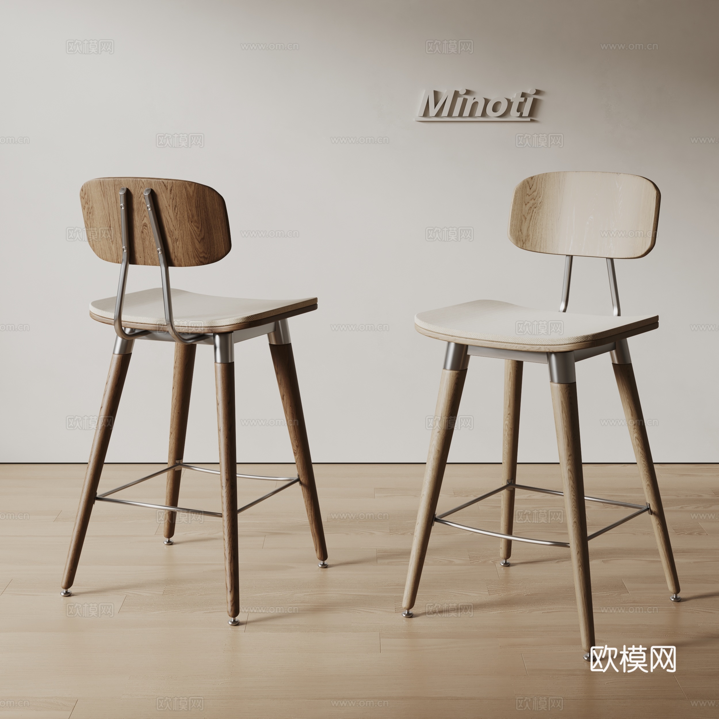 Minotti现代餐椅 实木餐椅 吧椅su模型