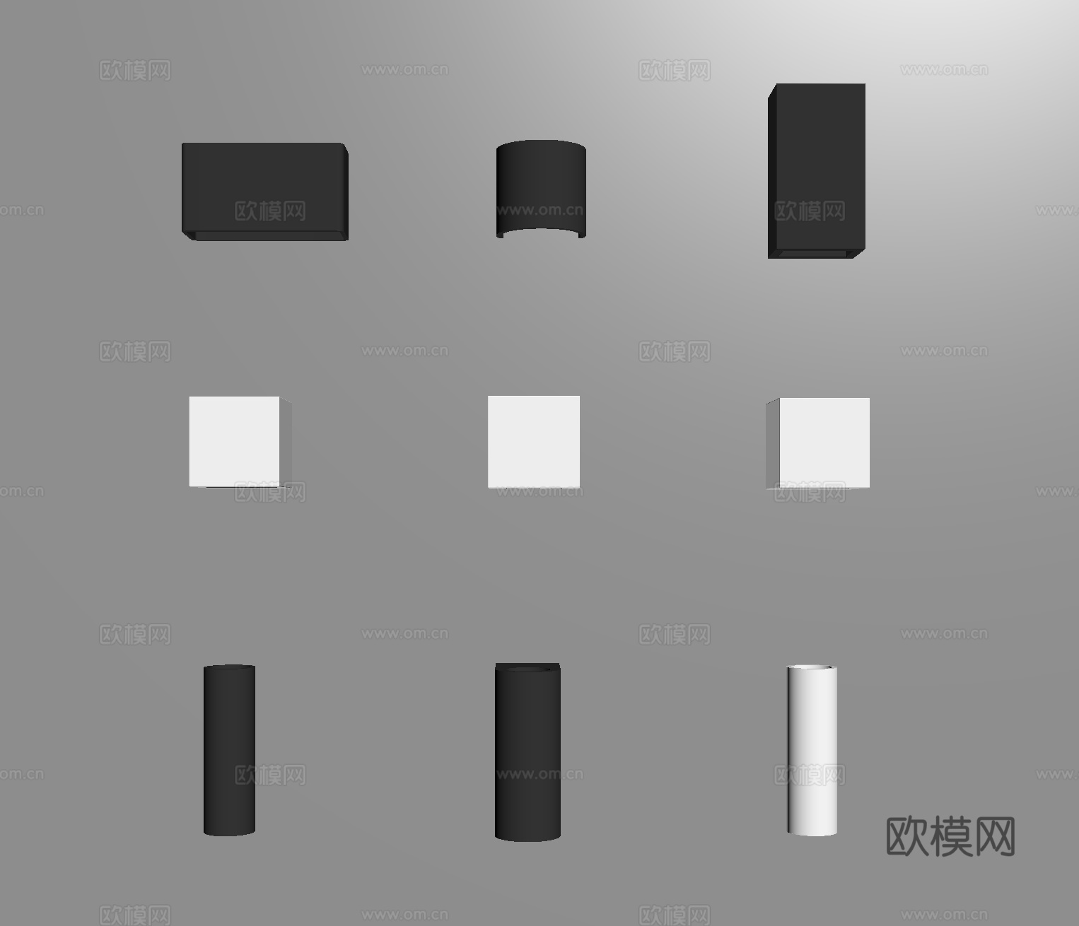 现代简约壁灯 方盒壁灯墙灯 过道灯走廊灯su模型