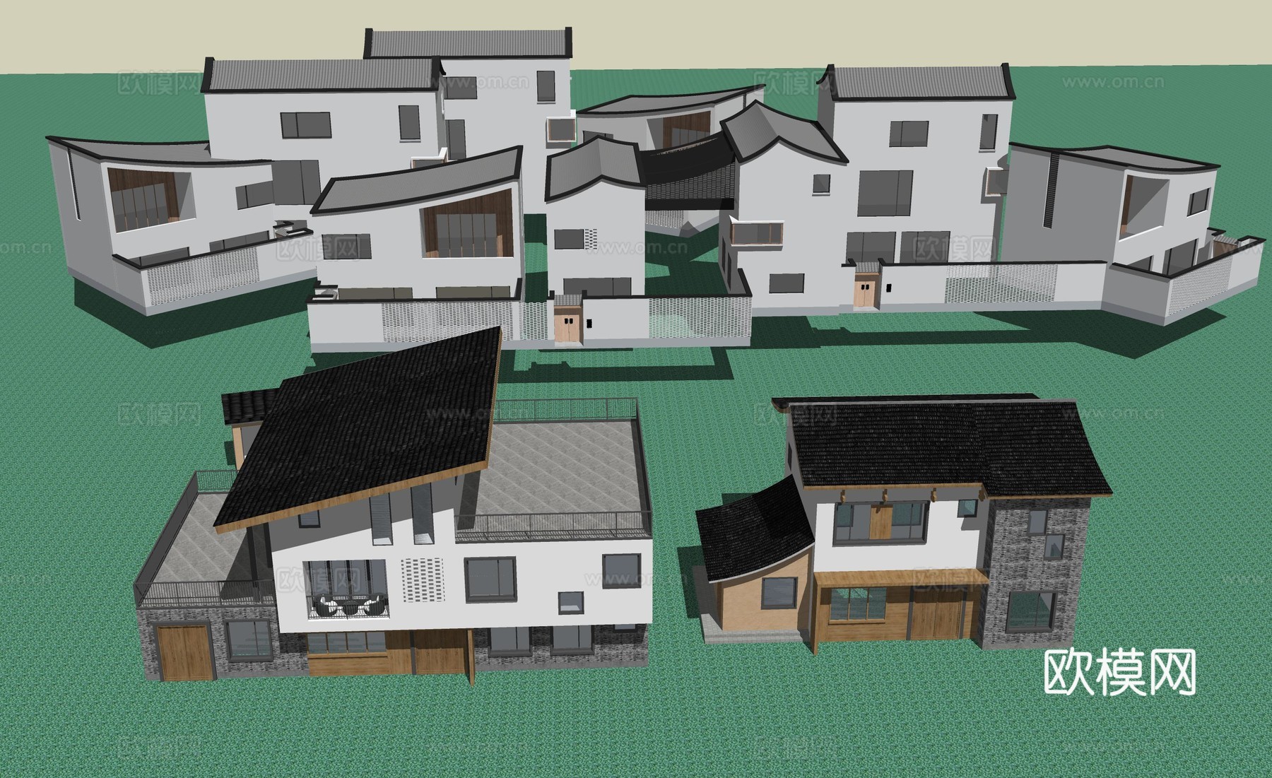 新中式民宿建筑su模型