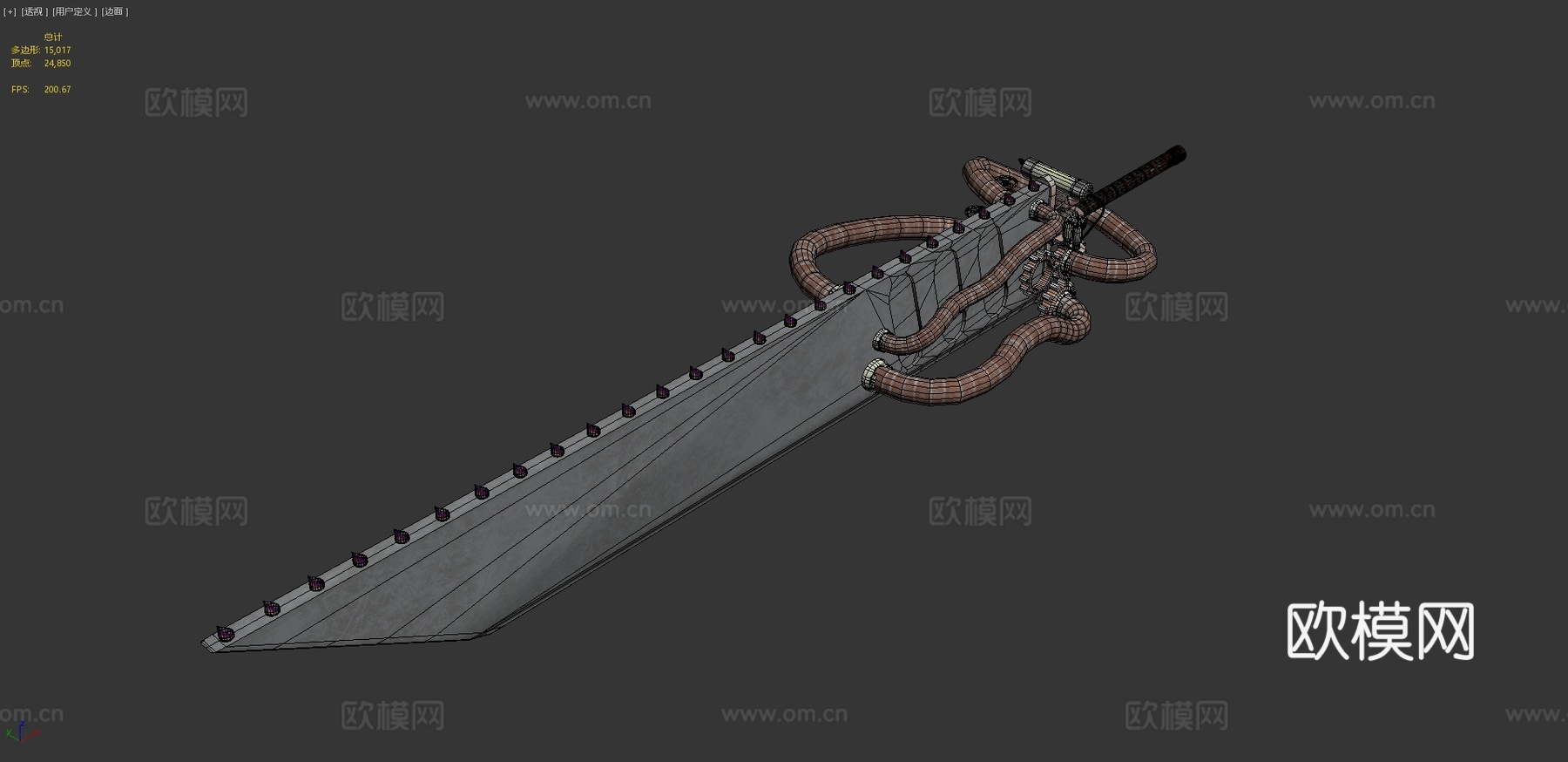 蒸汽朋克破坏剑3d模型下载（渲染图4）