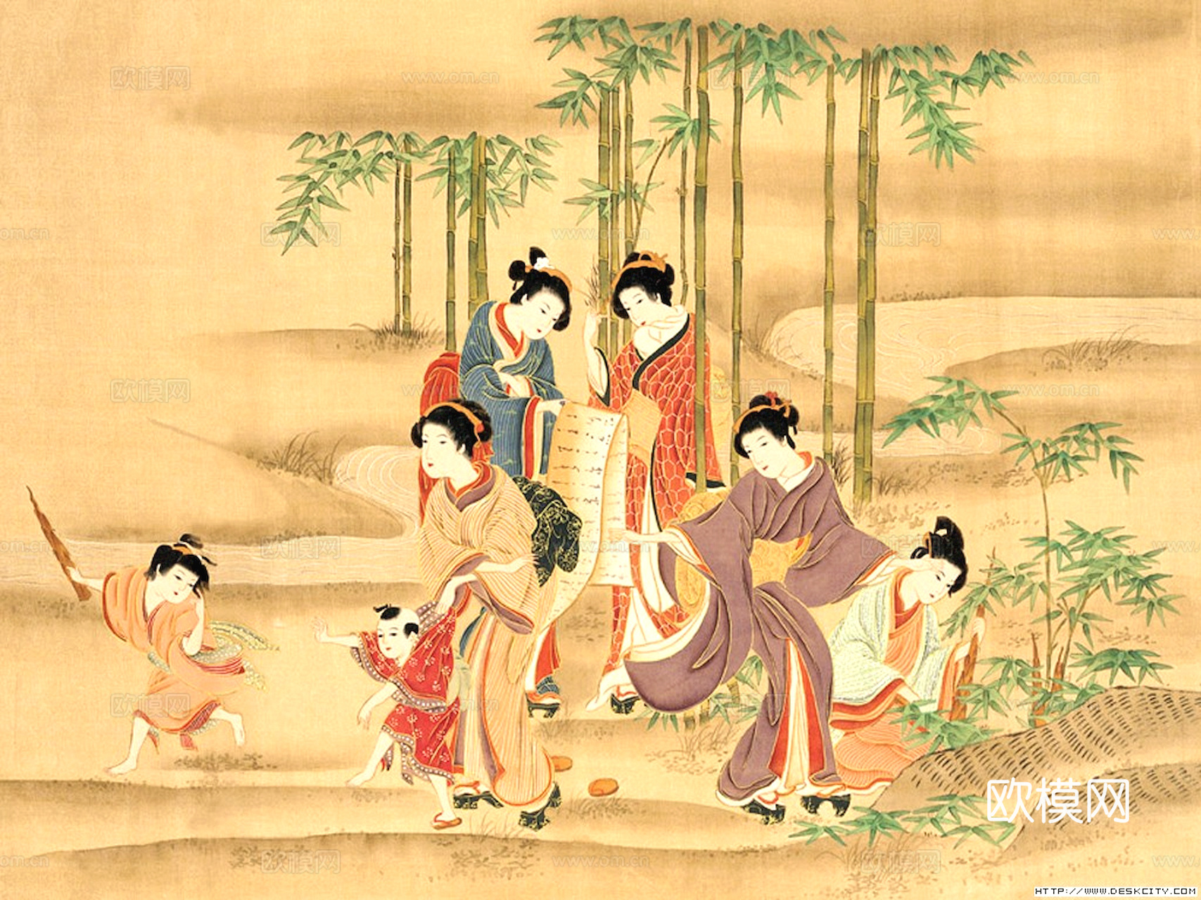 中式新中式挂画壁画字画山水花鸟背景墙壁纸装饰画油画下载