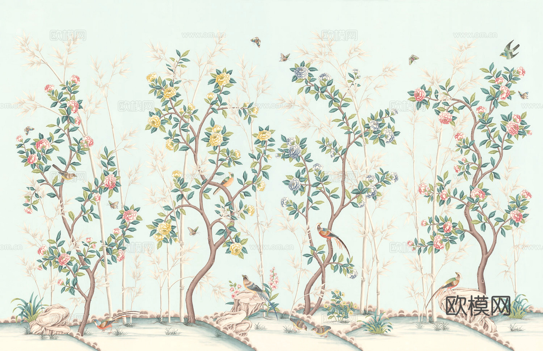 中式新中式挂画壁画字画山水花鸟背景墙壁纸装饰画油画下载