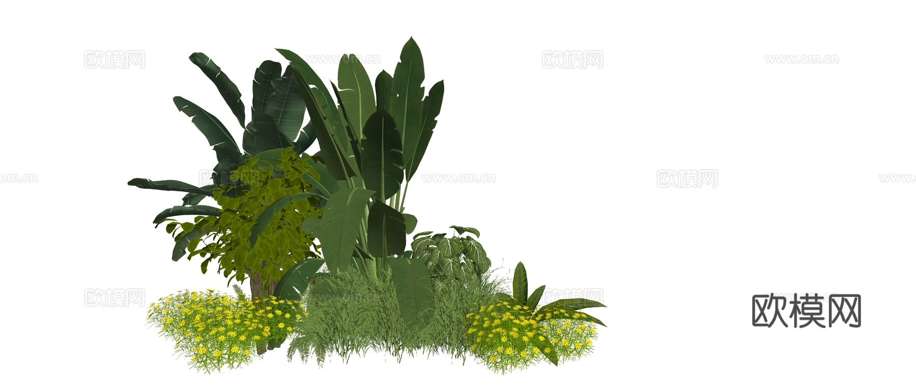 现代庭院植物景观组合su模型