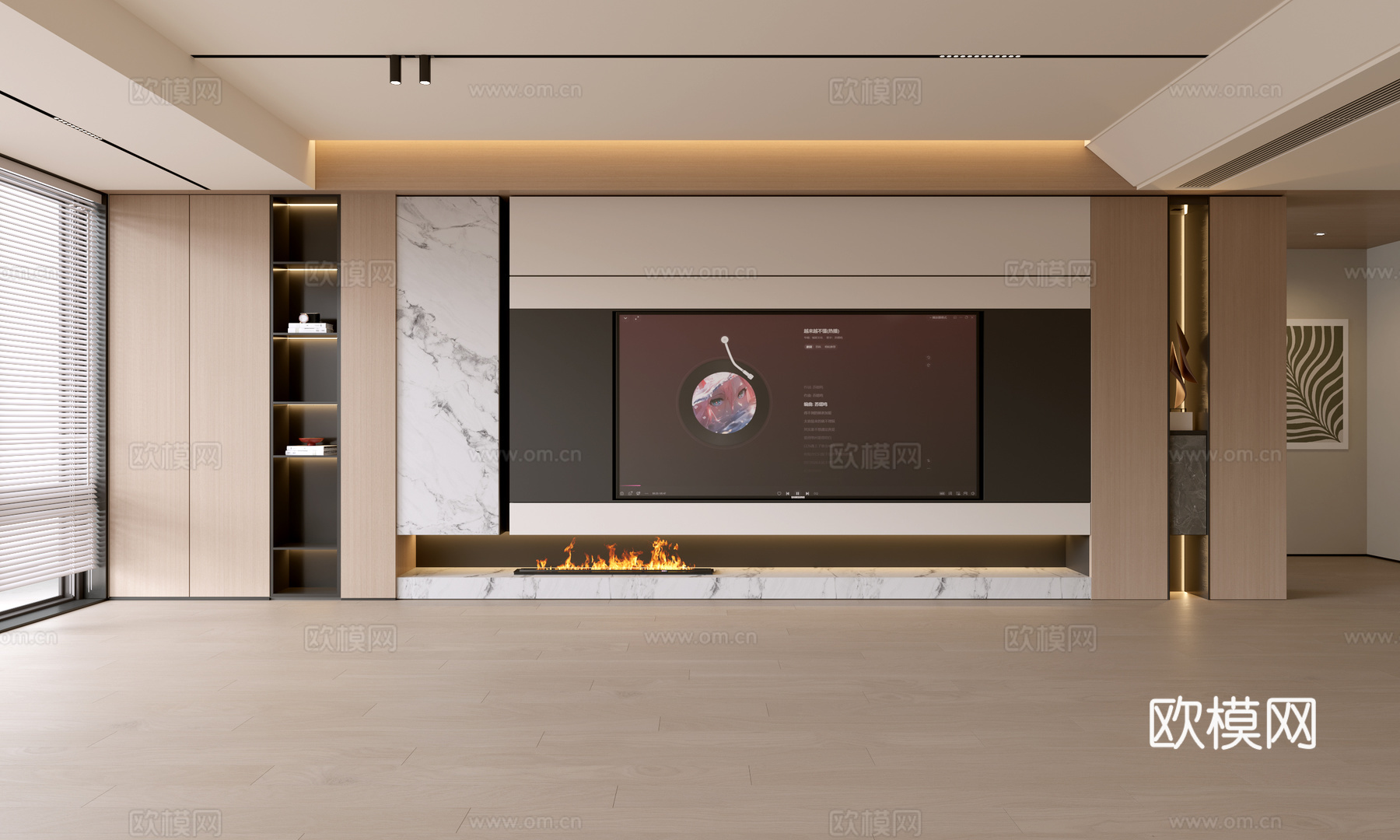 现代客厅 奶油客厅 电视背景墙 客厅背景 奶油风背景墙su模型