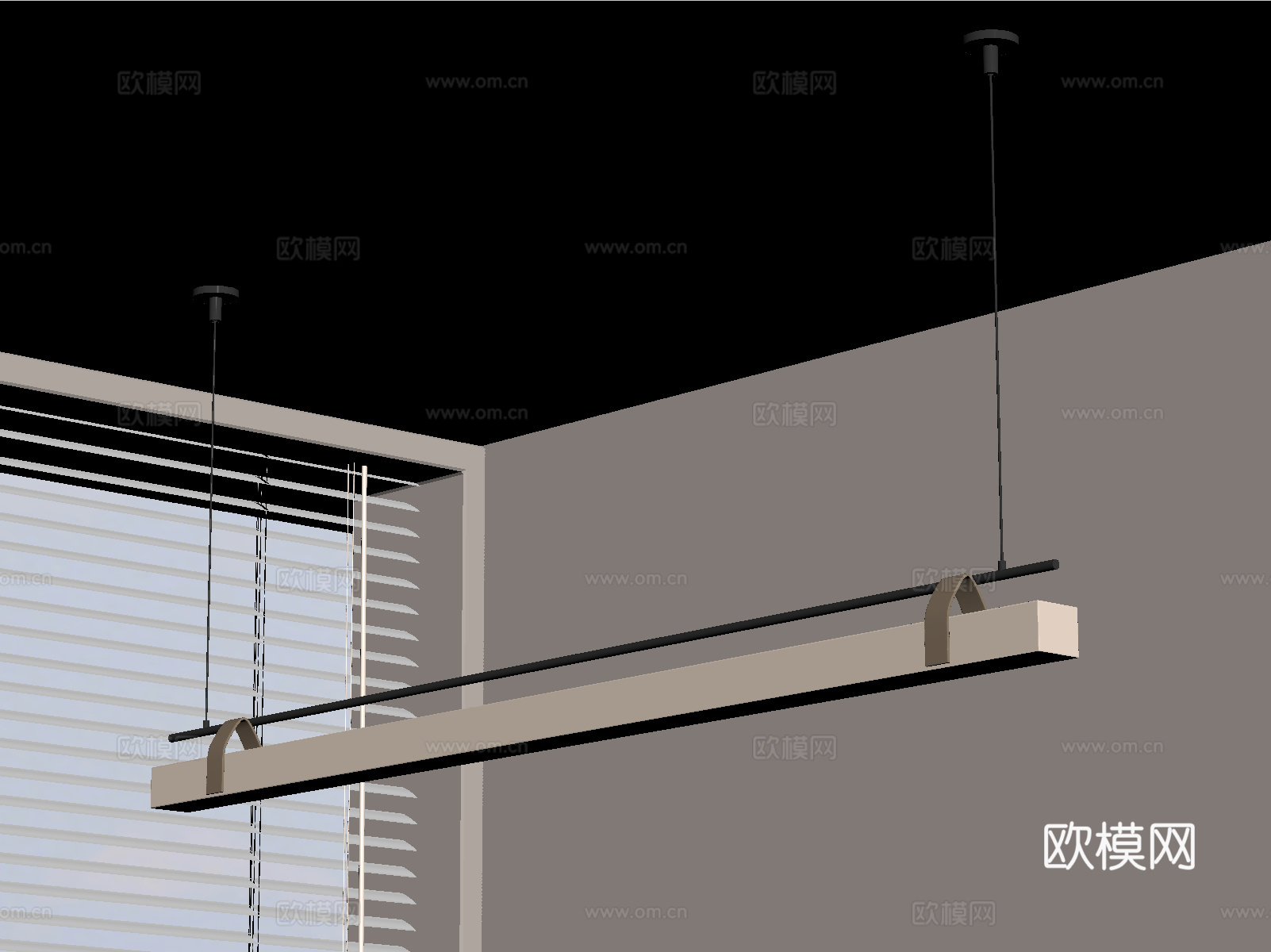 现代吊灯 条形吊灯 一字吊灯 极简餐厅吊灯su模型