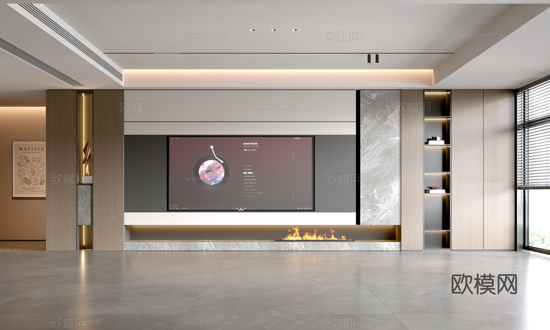 现代客厅 意式客厅 电视背景墙 电视柜 客厅背景su模型