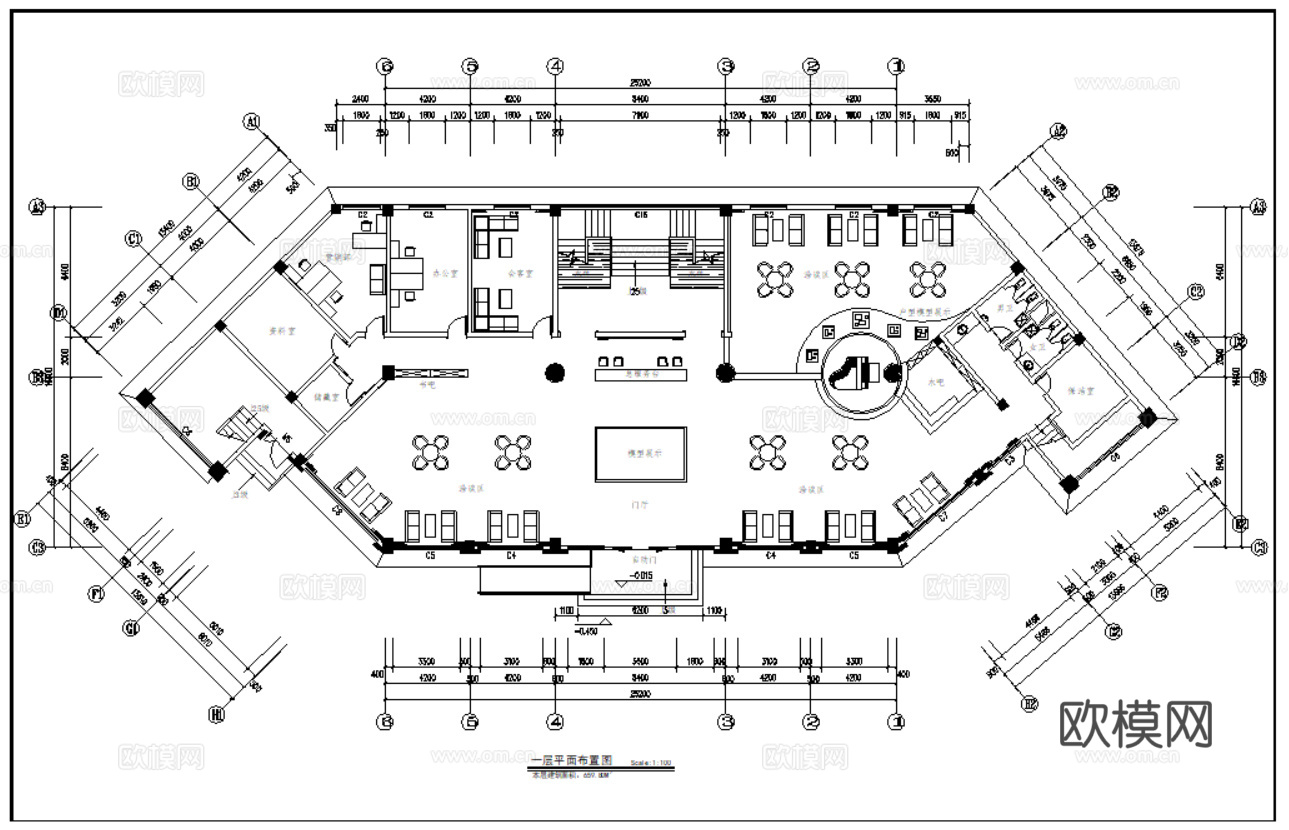 10套现代售楼处室内施工图效果图最新整理合集cad施工图