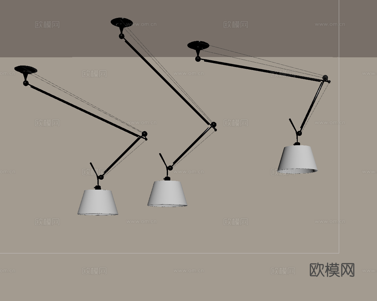 现代吊灯 摇臂灯 移位灯 不锈钢吊灯 金属吊灯su模型