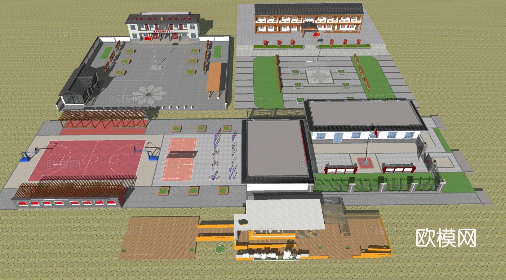 村委会服务中心su模型su模型下载