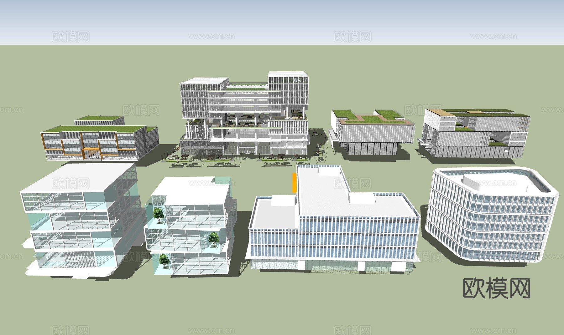 多层办公楼建筑su模型下载