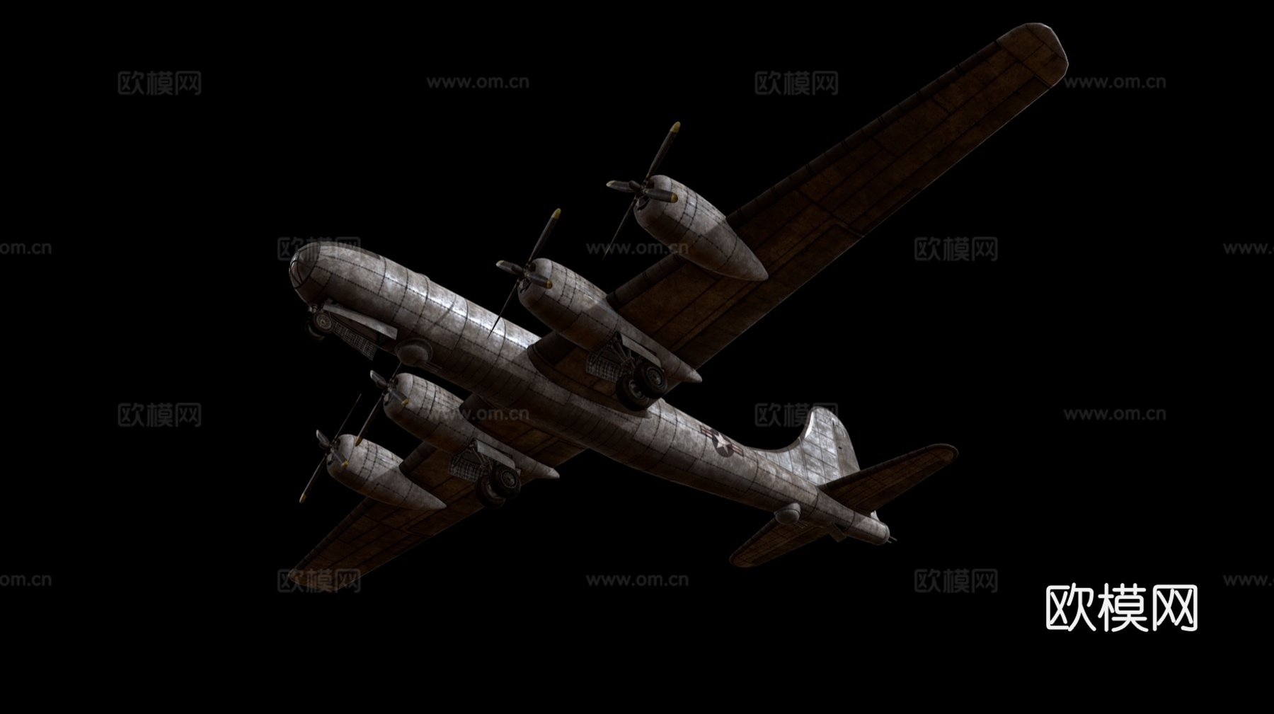 B-29轰炸机 飞机 螺旋桨战略轰炸机 老式飞机 复古飞机3d模型下载（渲染图4）