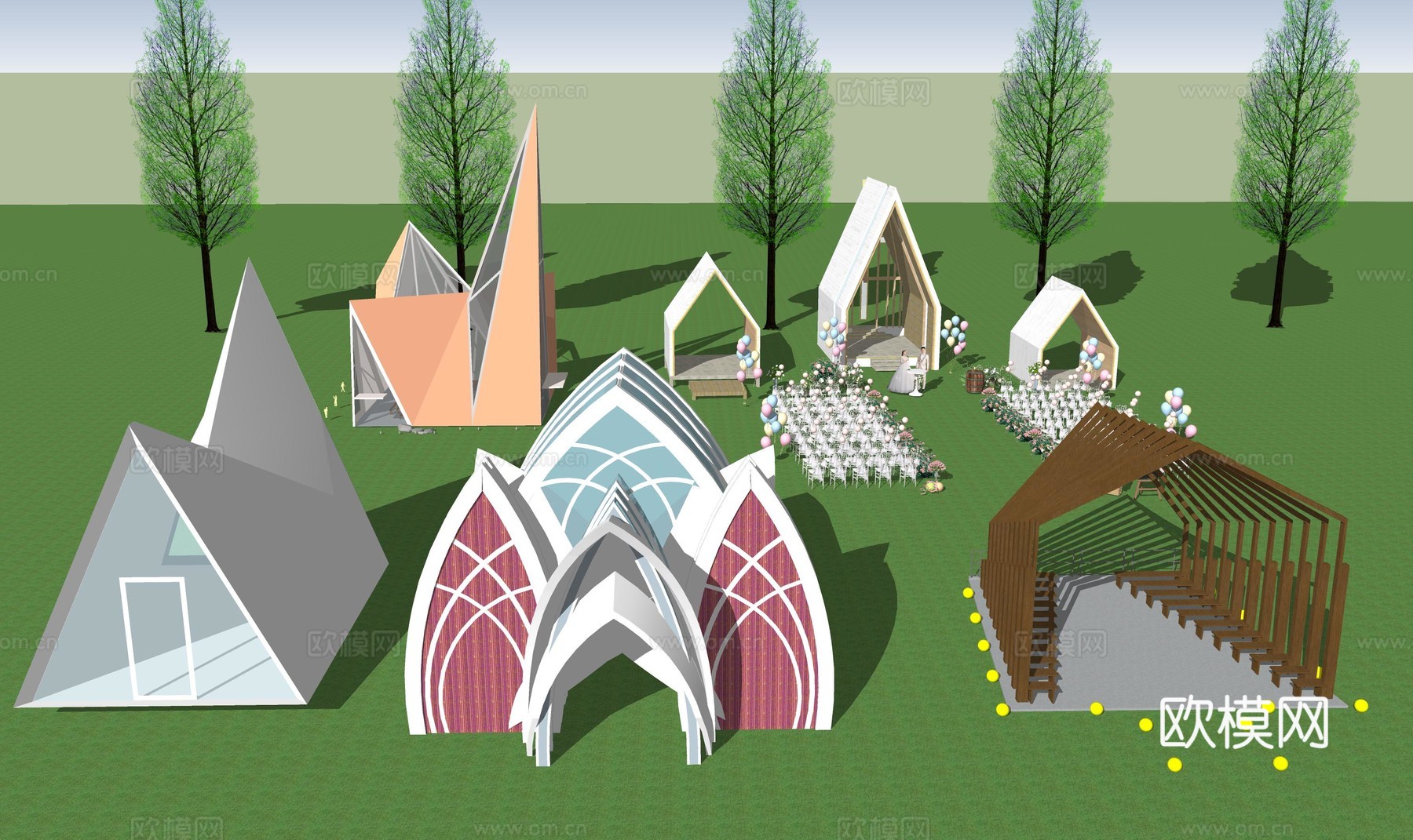 教堂打卡构筑物su模型