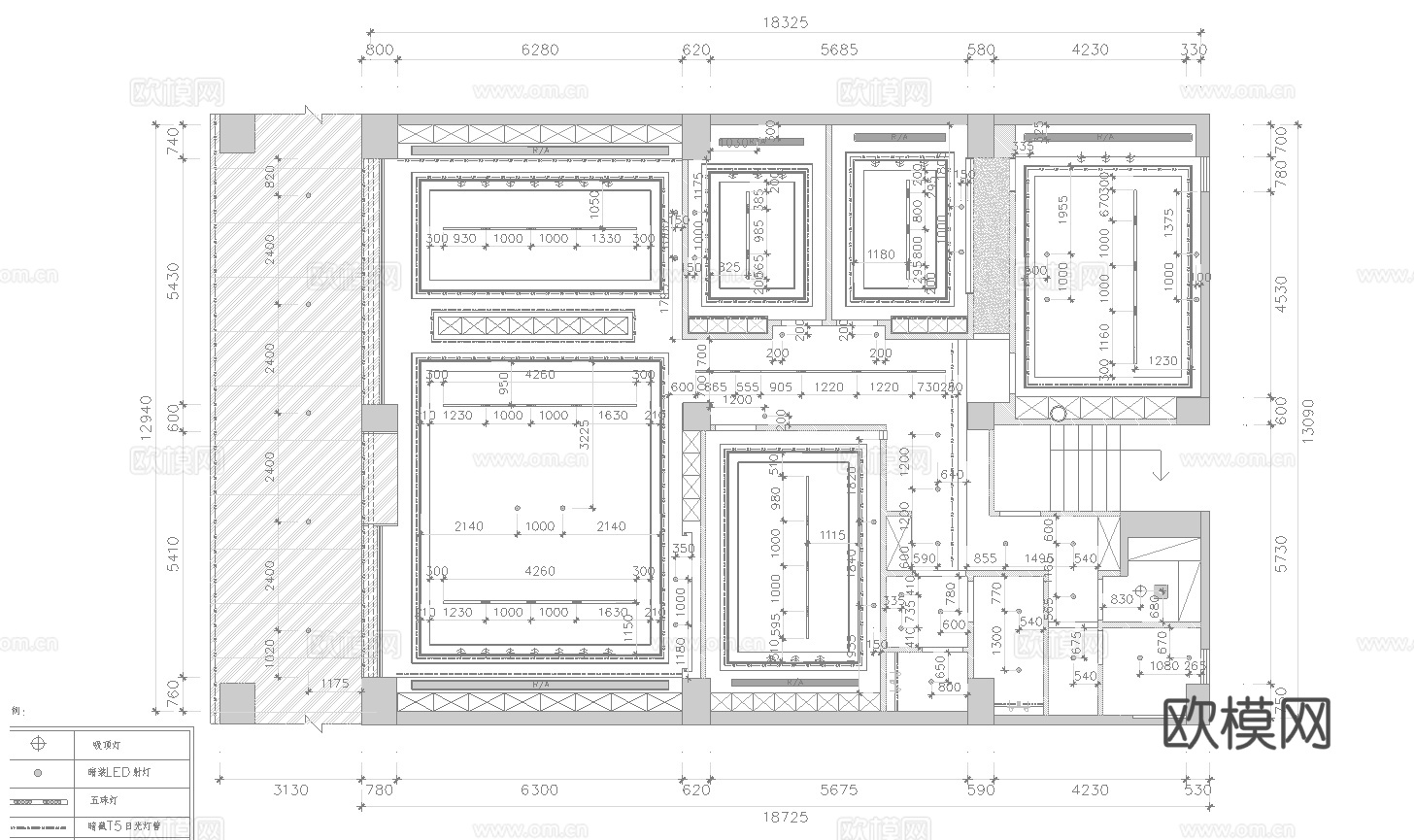 茶楼会所 最新全套施工图 效果图合集cad施工图