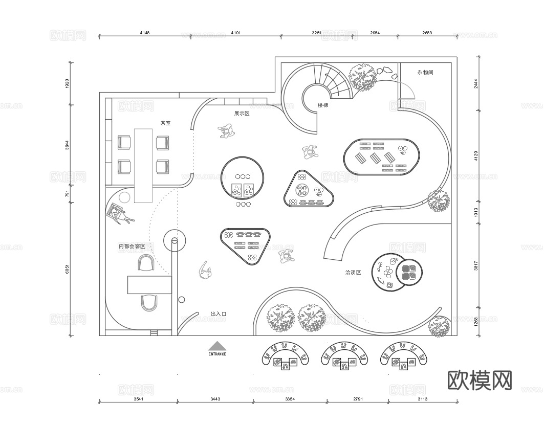 文创店展厅 最新平面施工图合集cad施工图