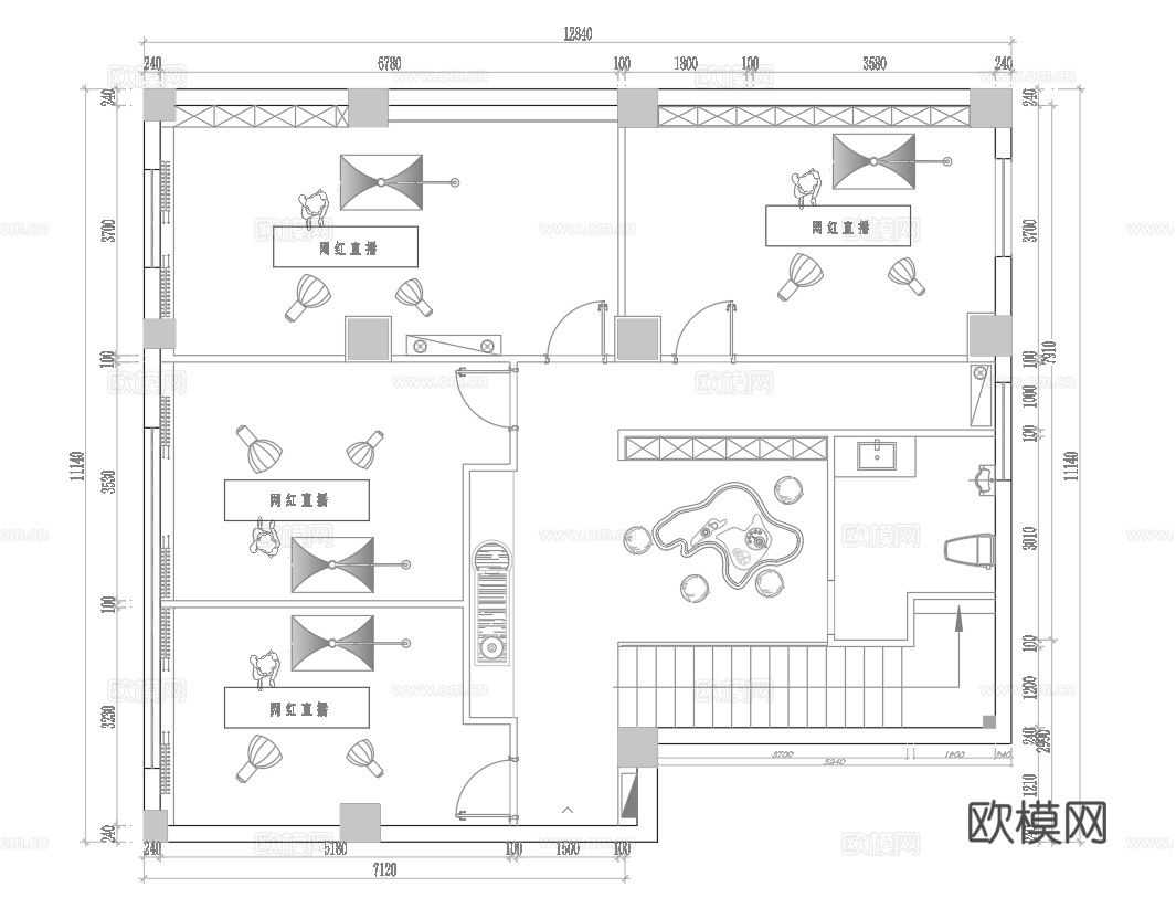 网红直播室 工作室 直播间  最新全套施工图合集cad施工图