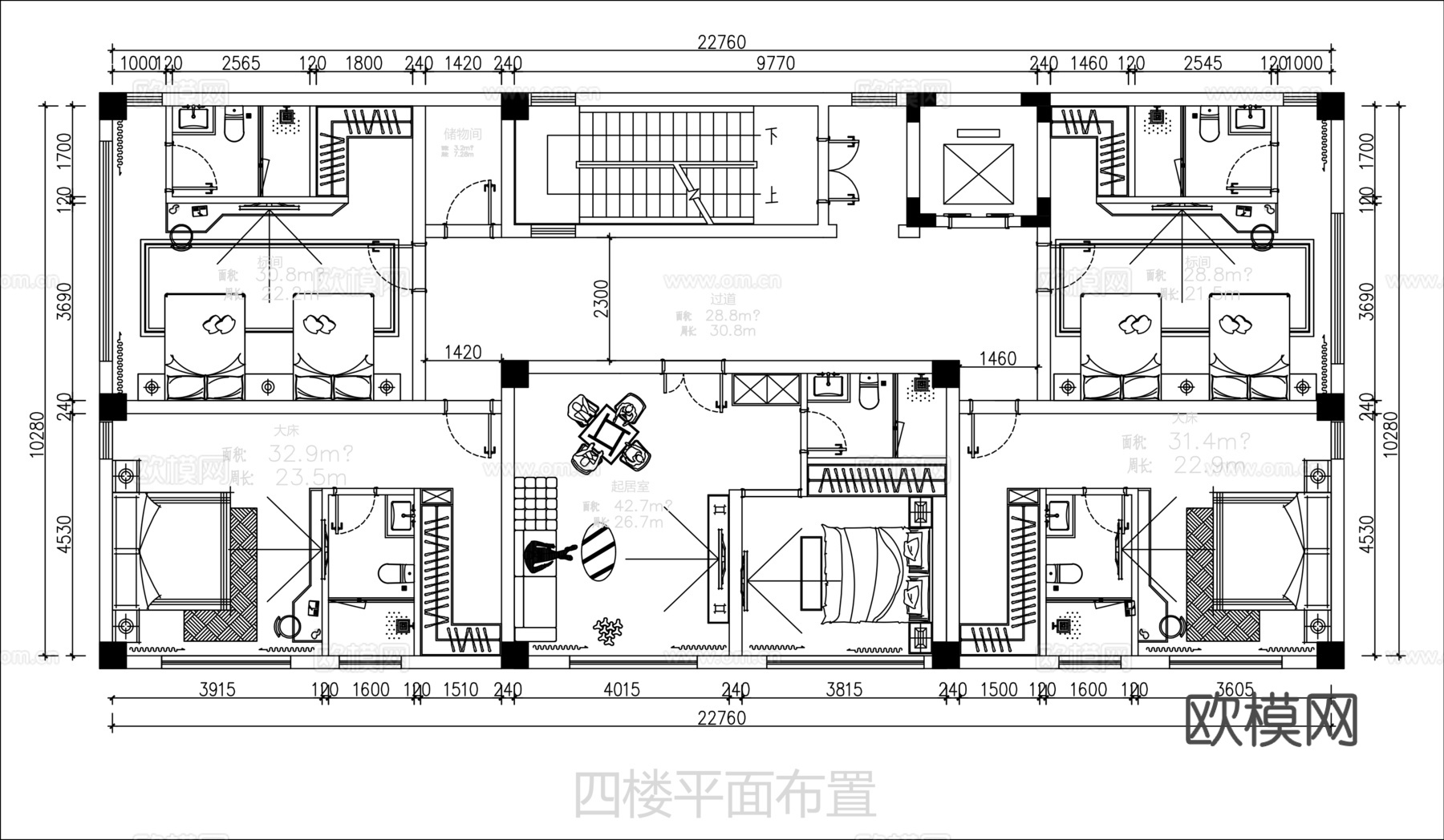 整套民宿平面图cadcad施工图
