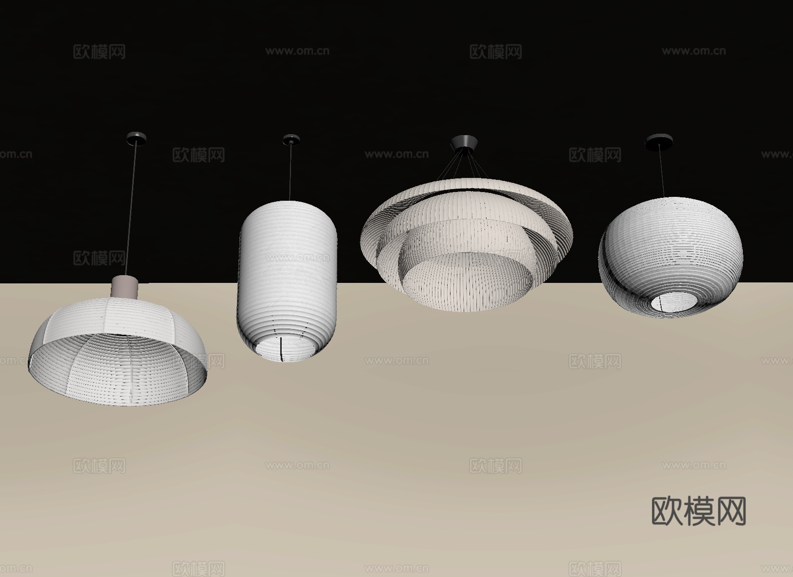 侘寂风吊灯 日式吊灯su模型
