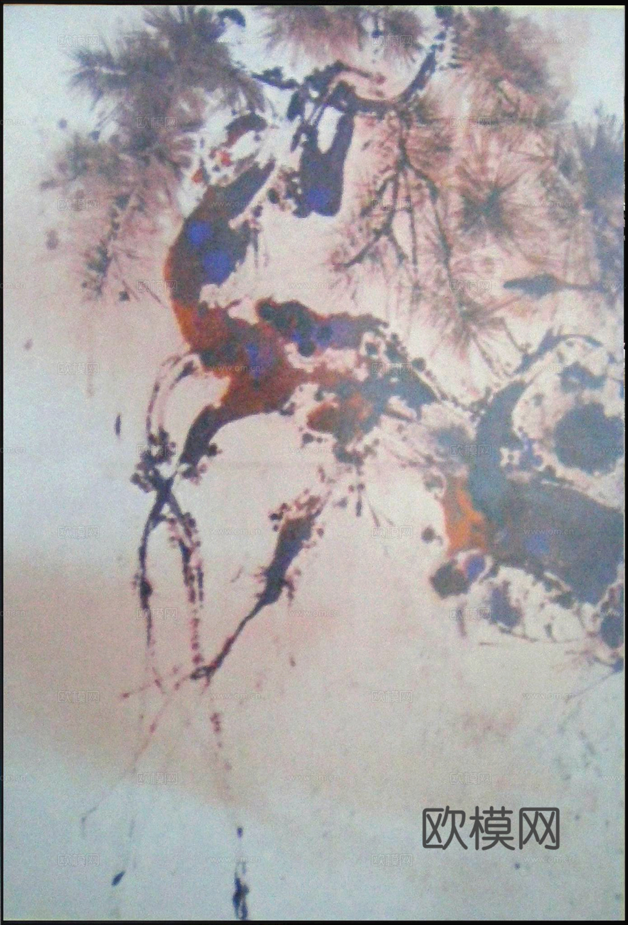 中式新中式挂画壁画字画山水花鸟背景墙壁纸装饰画油画下载