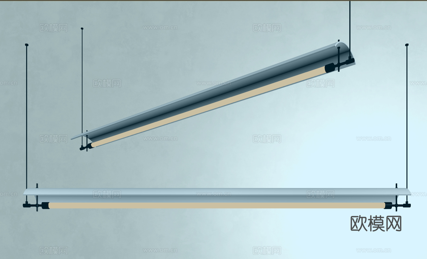 现代长条吊灯 简约吊灯su模型