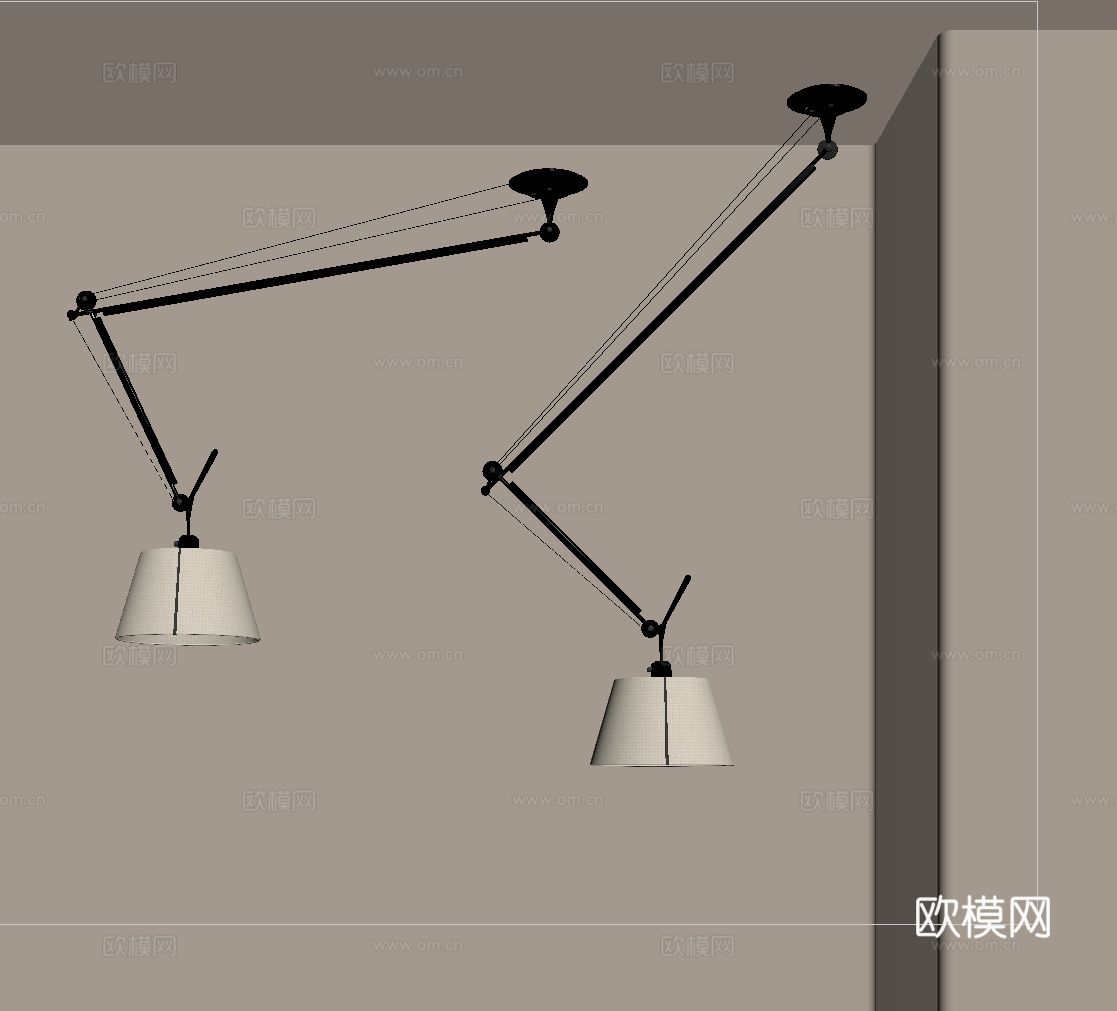 现代吊灯 摇臂灯 移位灯 不锈钢吊灯 金属吊灯su模型