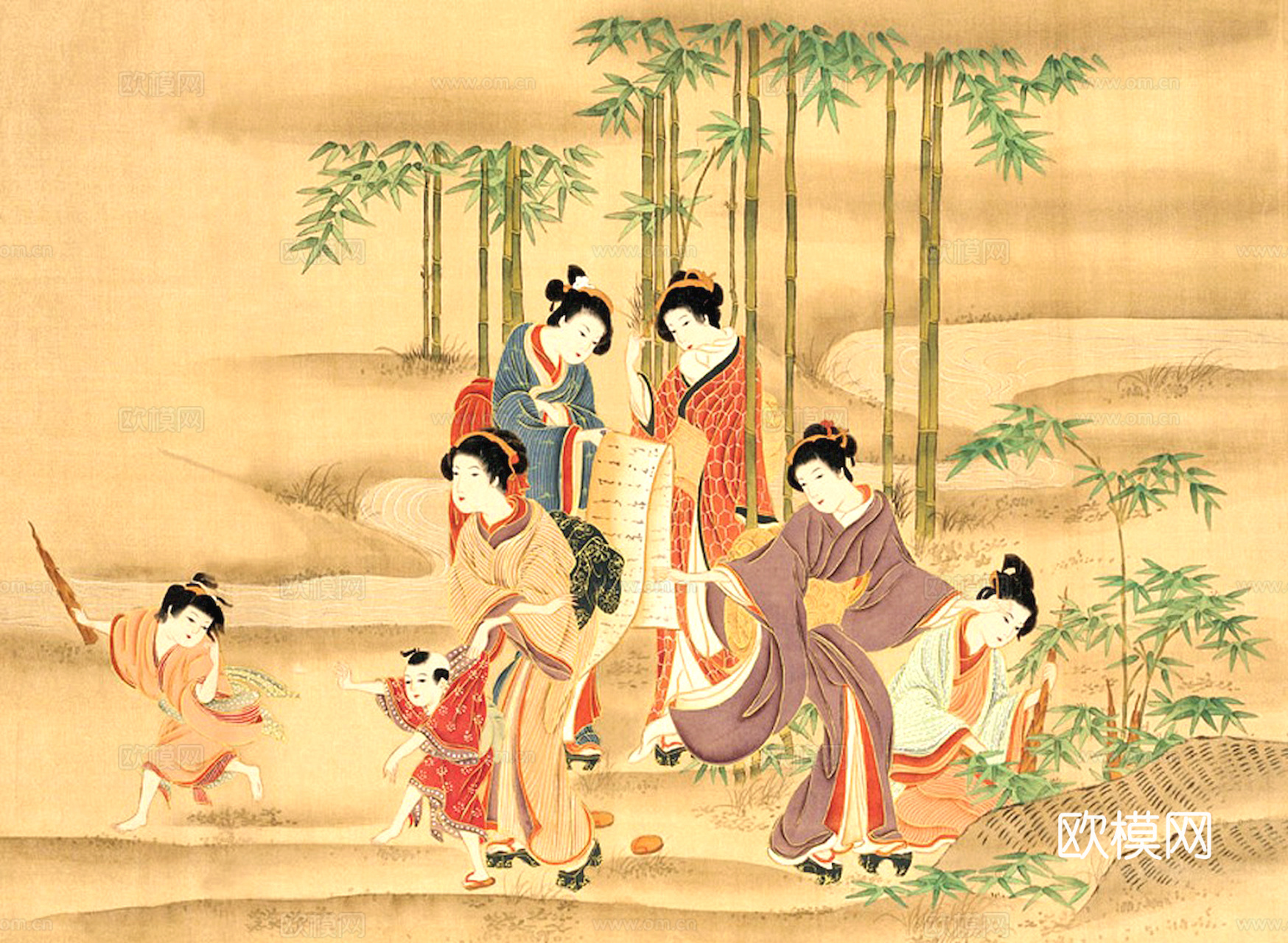 中式新中式挂画壁画字画山水花鸟背景墙壁纸装饰画油画下载