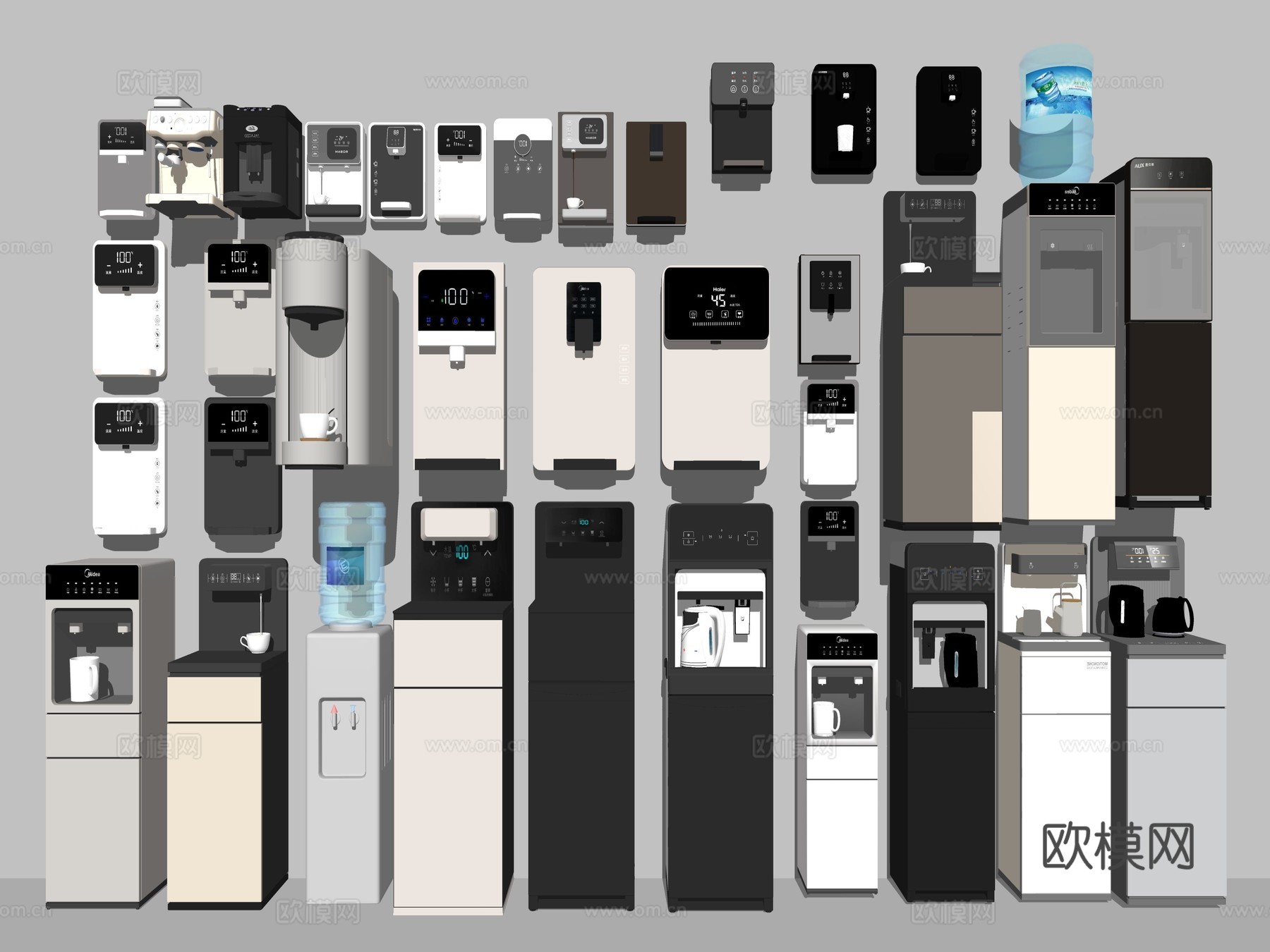 现代饮水机咖啡机制冰机su模型