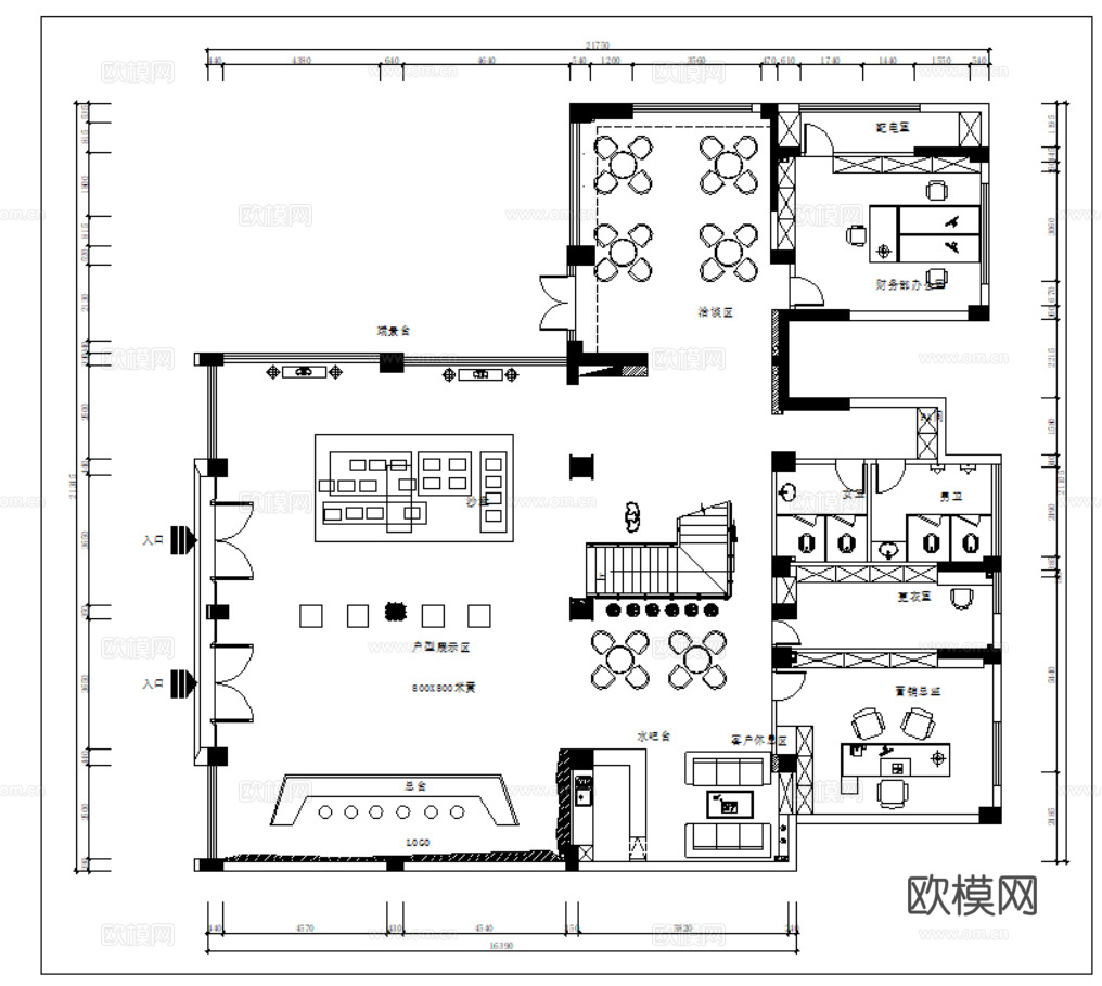 10套现代售楼处室内施工图效果图最新整理合集cad施工图