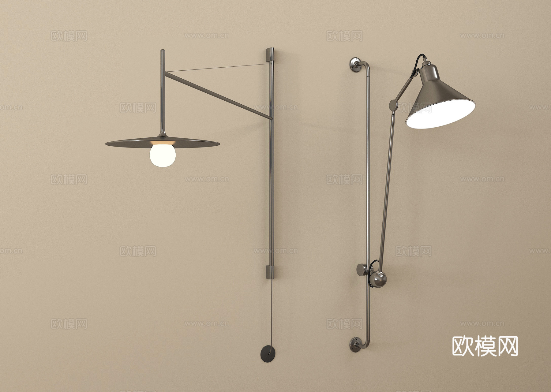 现代摇臂壁灯 室内壁灯 金属壁灯su模型