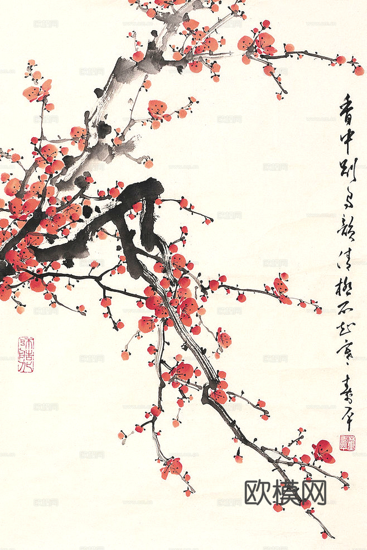 中式新中式挂画壁画字画山水花鸟背景墙壁纸装饰画油画下载