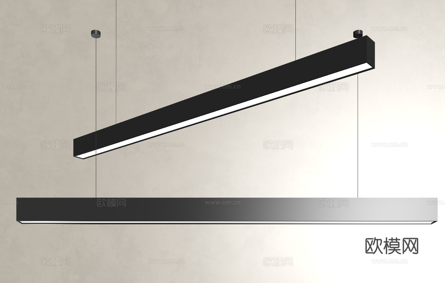 现代吊灯 办公室吊灯 餐厅吊灯 长条吊灯 金属吊灯su模型