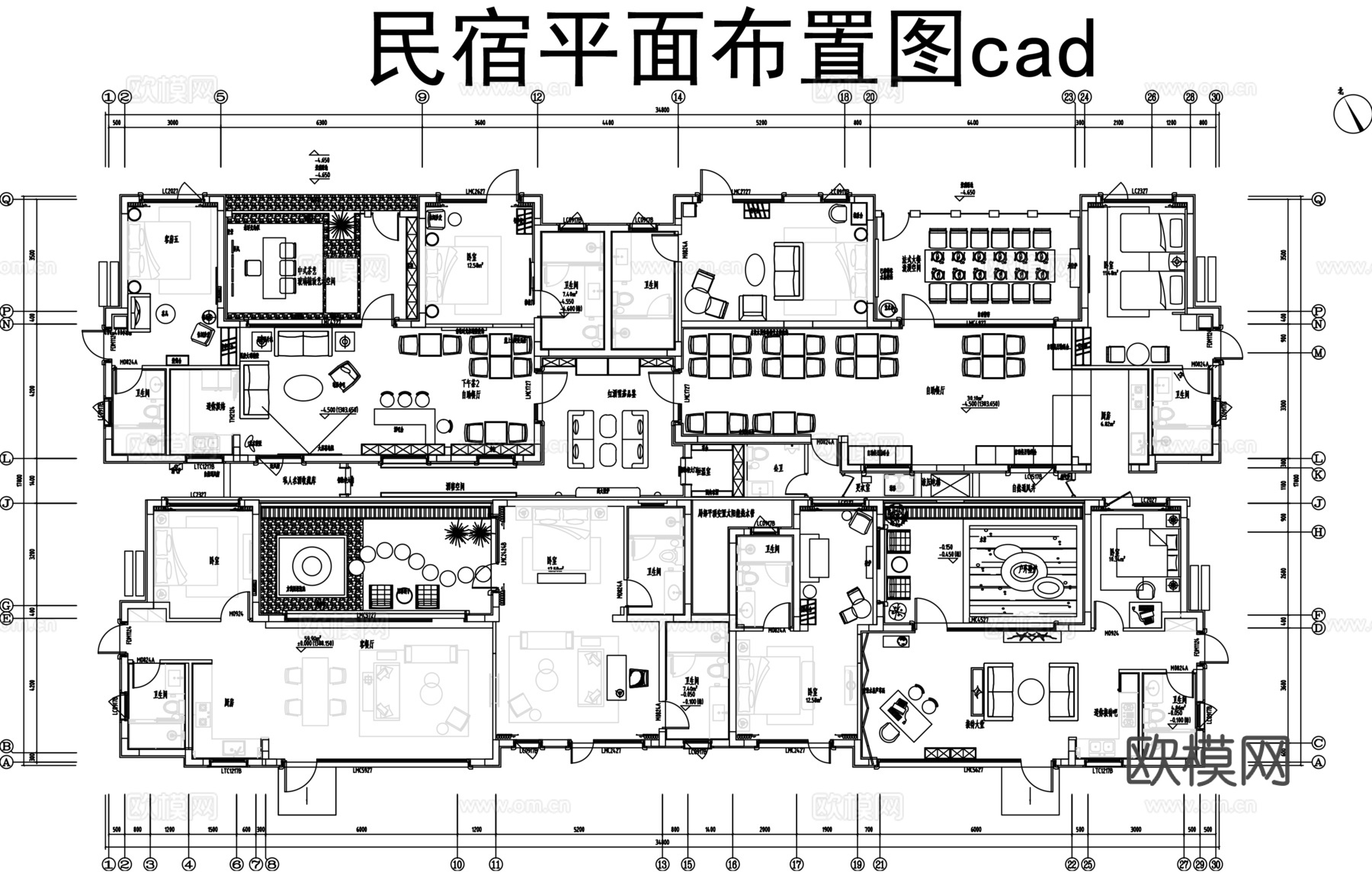 酒店民宿平面图cadcad施工图