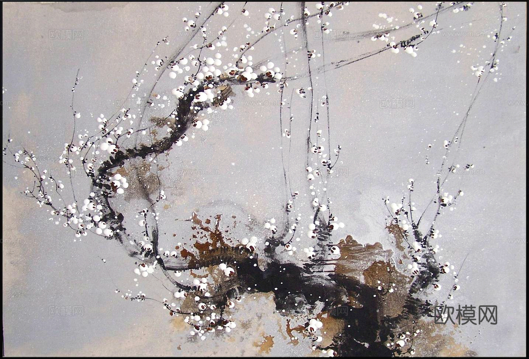 中式新中式挂画壁画字画山水花鸟背景墙壁纸装饰画油画下载