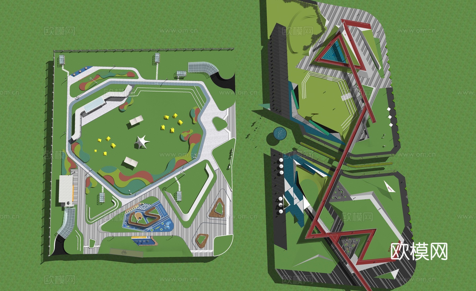 折线公园景观su模型