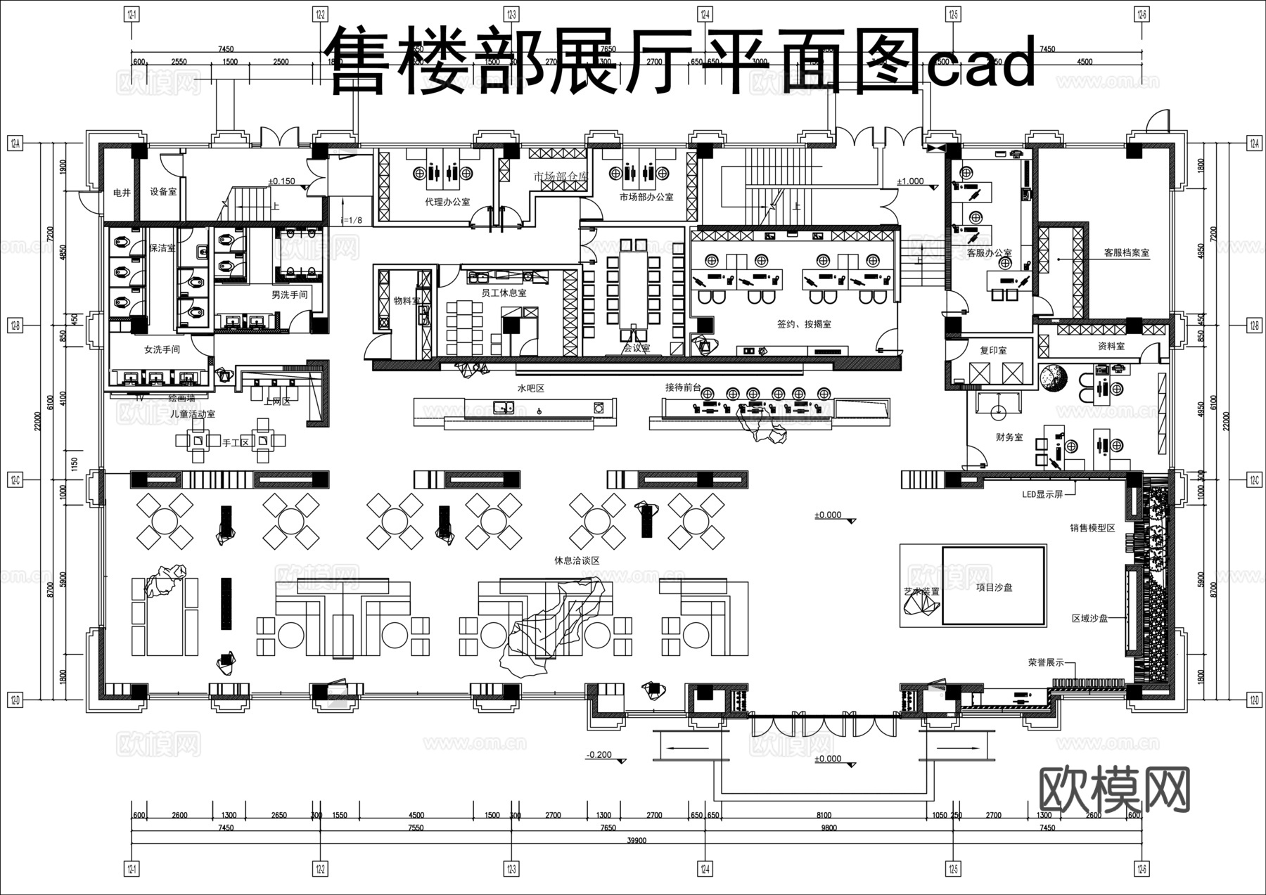 售楼部展厅平面图cadcad施工图