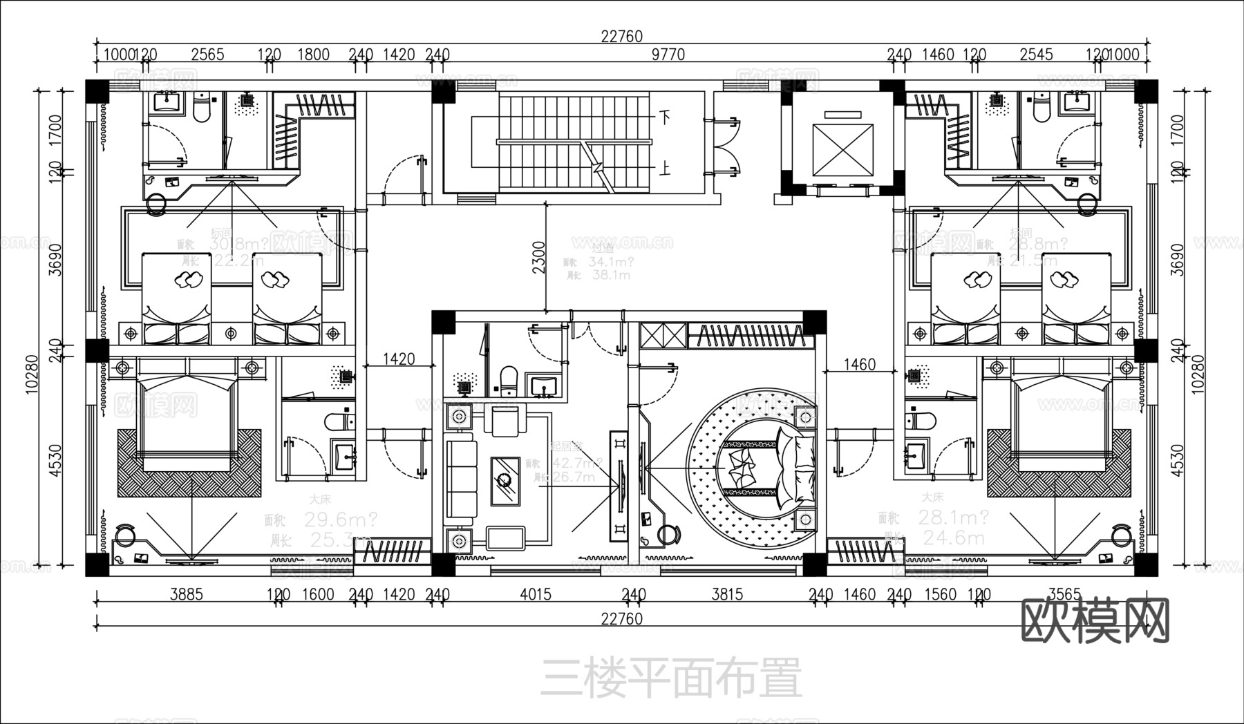 整套民宿平面图cadcad施工图