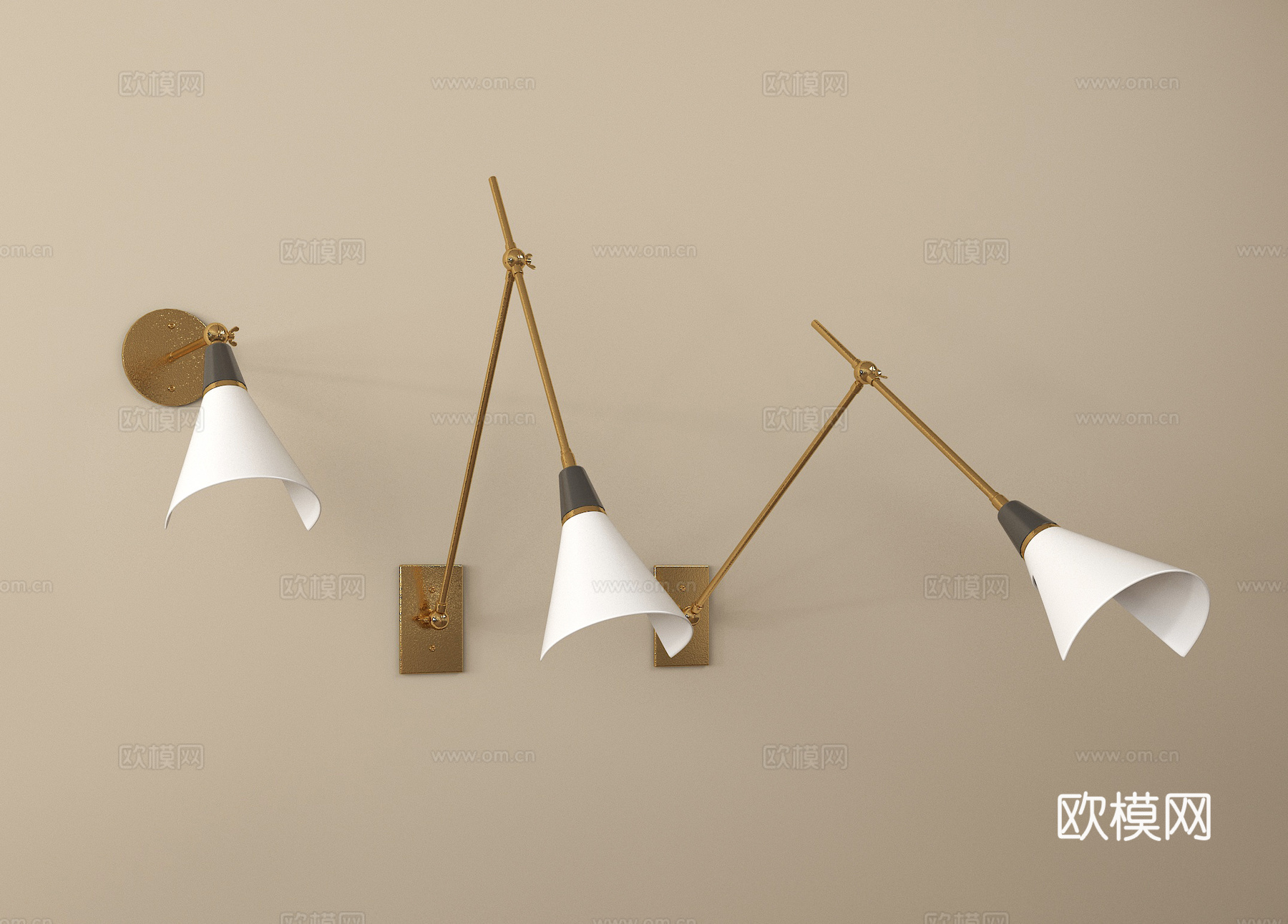 中古风摇臂壁灯 室内壁灯su模型