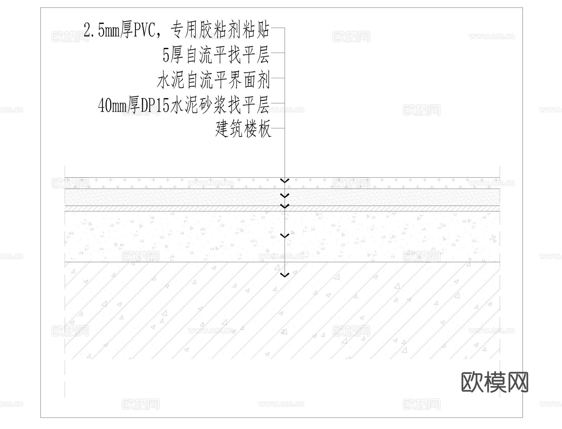 塑胶地板CAD大样图cad施工图