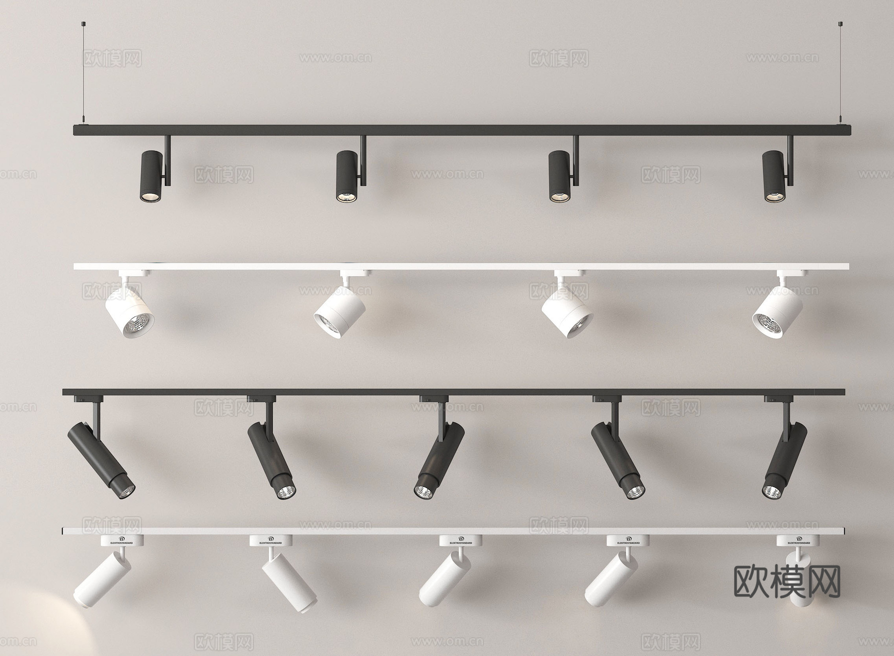 现代筒灯射灯 轨道射灯su模型