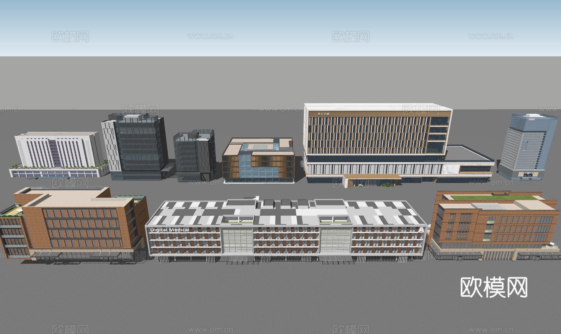 多层办公楼建筑su模型下载