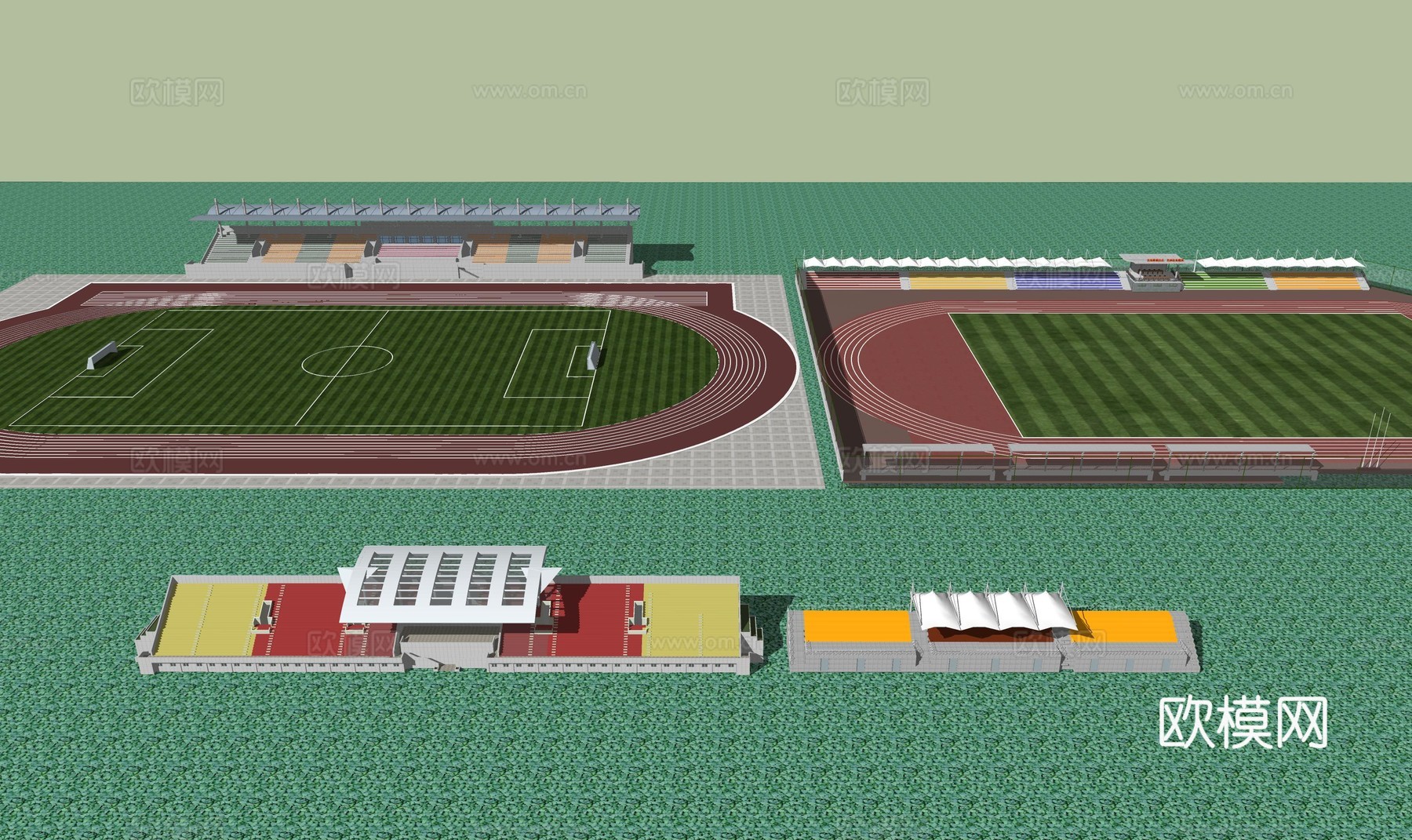 体育场看台su模型